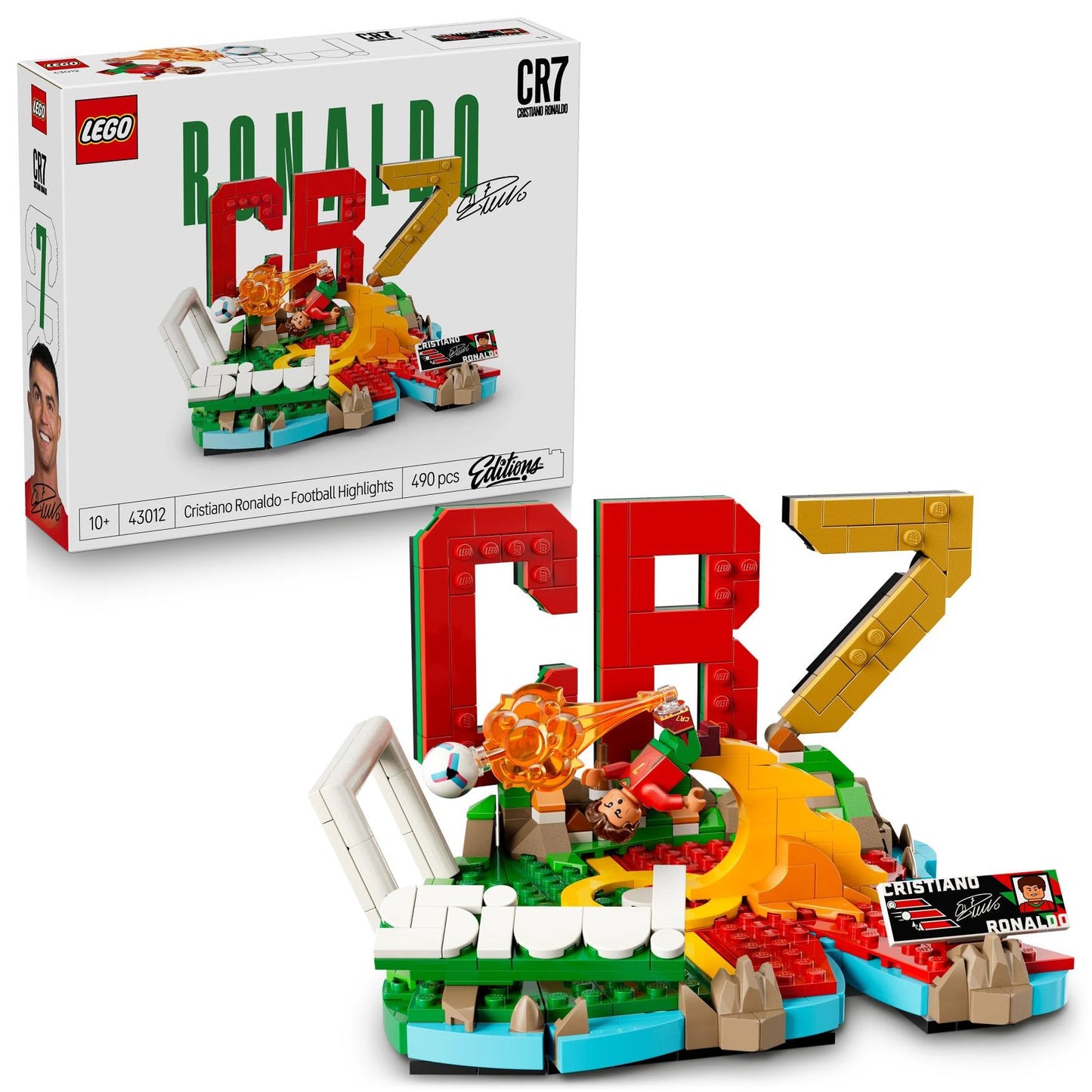 LEGO Editions Cristiano Ronaldo, futbola highlights rotaļlieta, 3D modelis ar minifigūru kolekcionēšanai, istabas dekors, dāvana zēniem, meitenēm no 10 gadiem un pieaugušiem sporta faniem - 43012