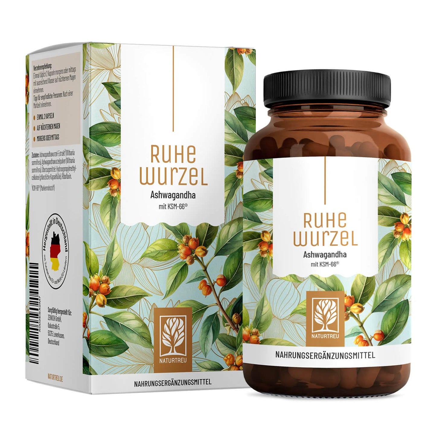 Ašvagandas kapsulas NATURTREU® Ashwagandha KSM-66® ar augstu devu, 120 kapsulas – 600 mg ašvagandas