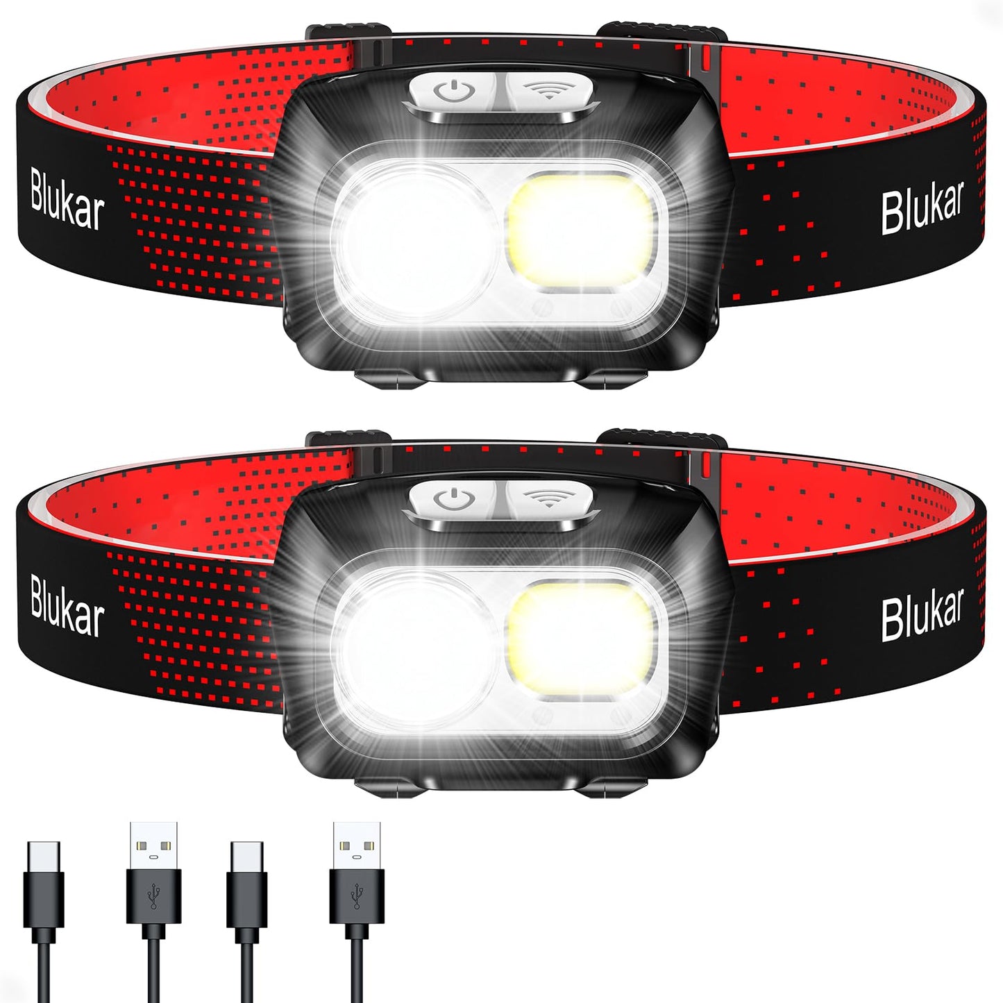 Blukar LED galvas lukturis, uzlādējams, 2000L, īpaši spožs, 2 gab.