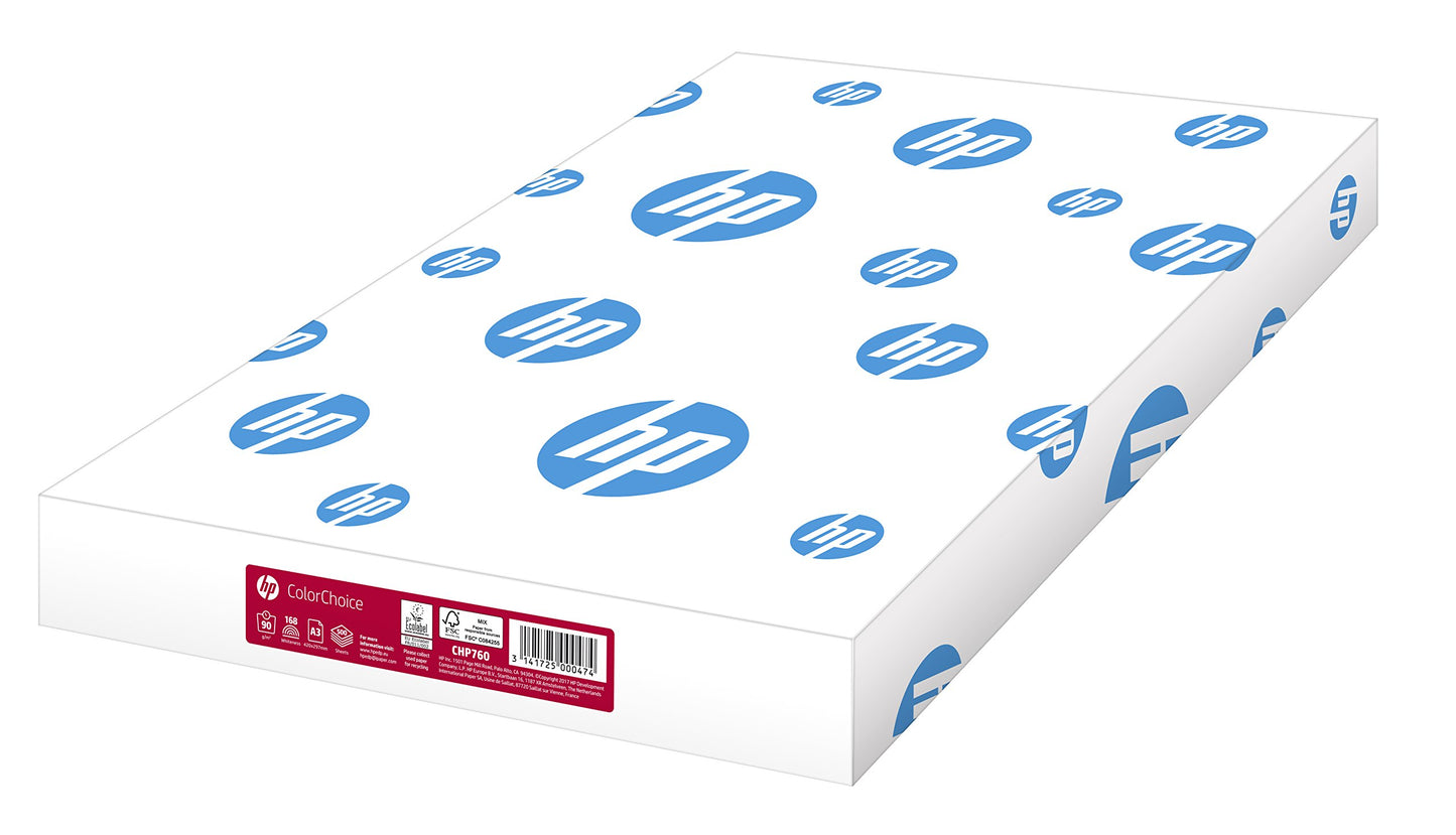 Hewlett-Packard Color-Choice CHewlett-Packard 760 - 90g, DIN-A3, balts, īpaši gluds, 500 loksnes, spilgtām krāsām