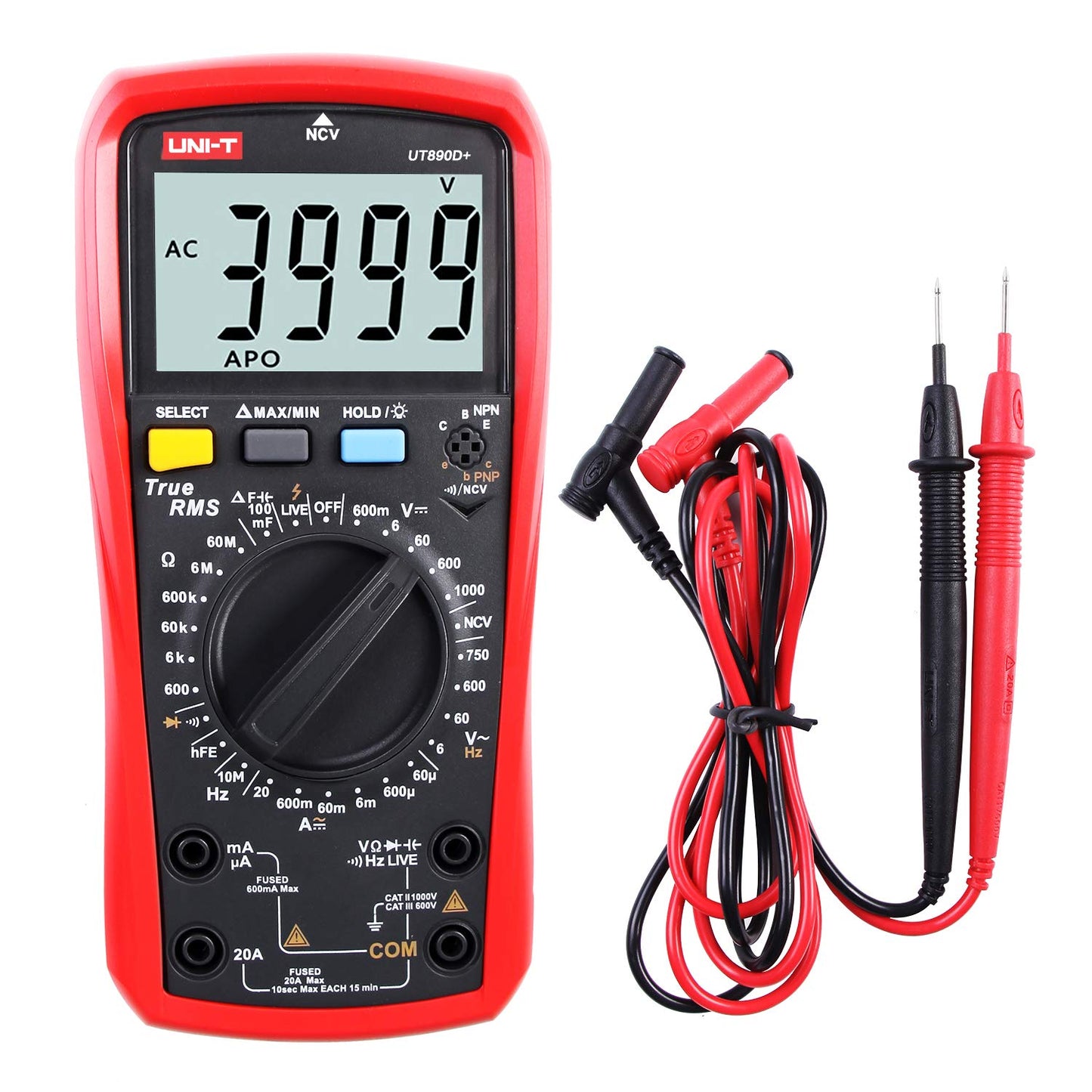 Multimetrs UNI-T UT890D+ True RMS voltmetrs ampermetrs ommetrs AC/DC strāvas sprieguma pretestības frekvences nepārtrauktības kapacitātes diodes mērīšanai