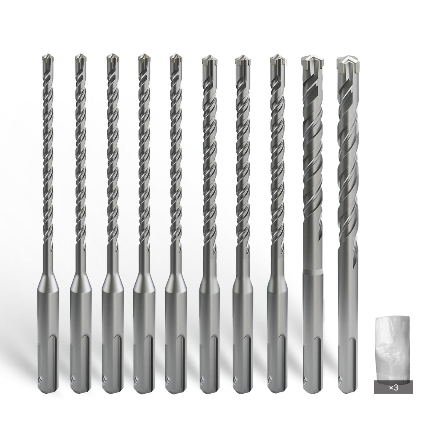 SDS Plus urbju komplekts CSOOM, 5, 5, 6, 6, 6, 8, 8, 8, 10, 12 x 160 mm, profesionāli betona urbji akmenim, betonam, dabiskajam akmenim un ķieģeļu mūrim
