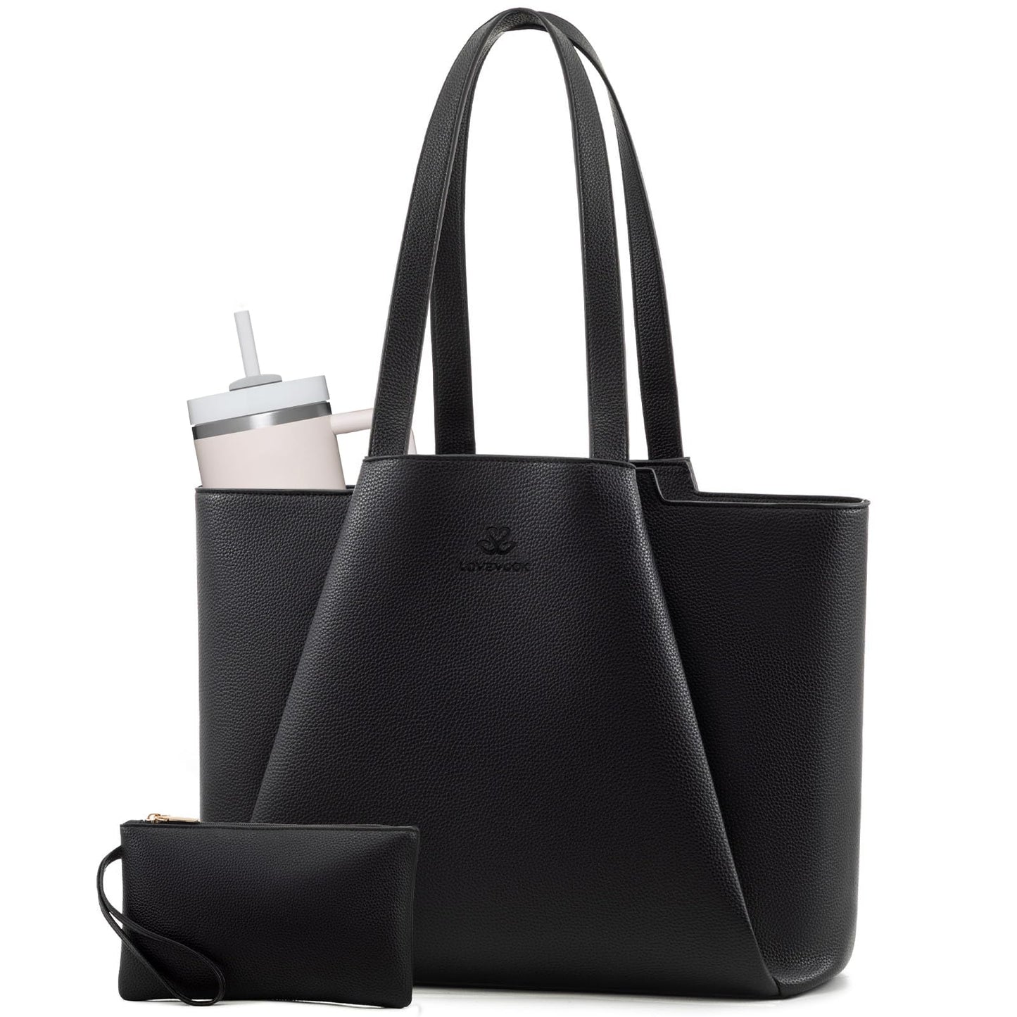 LOVEVOOK sieviešu plecu soma 15,6 collu portatīvā datora soma, shopper soma no ādas, tote soma sievietēm, portfeļa soma skolotājai ar nodalījumu klēpjdatoram, ūdensizturīga plecu soma biznesam un birojam