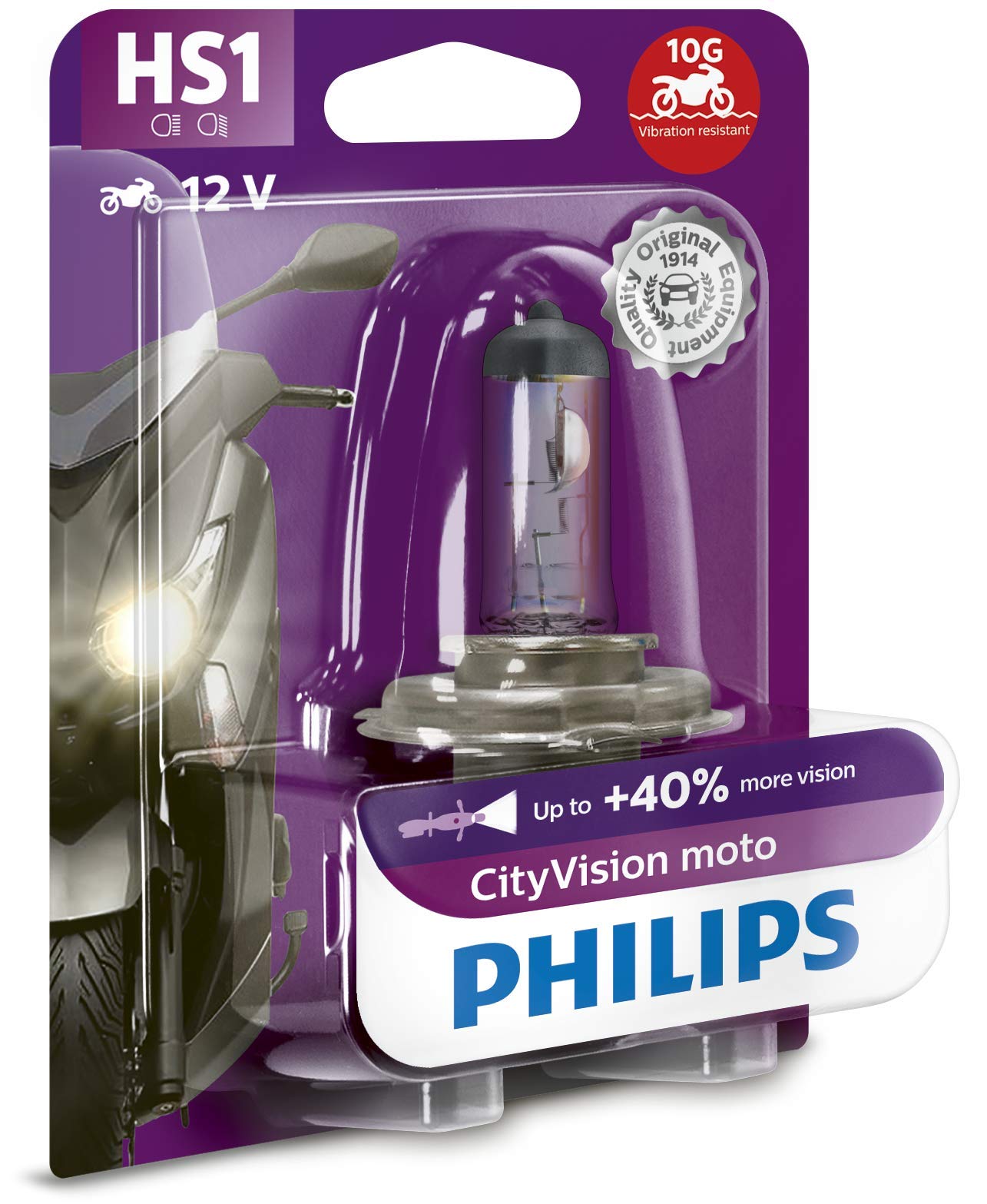 Philips 12636CTVBW City Vision Moto HS1 motocikla luktura spuldze, 1 gab. iepakojums
