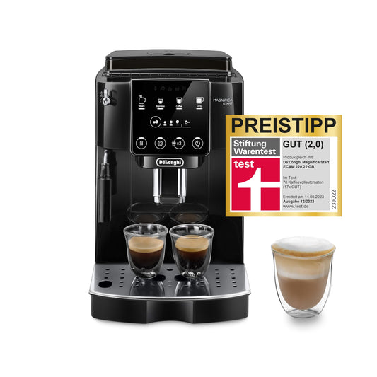 De'Longhi Magnifica Start ECAM222.20.B - pilnībā automātiska kafijas automāts, piena putošanas sprausla, 13 pakāpju dzirnaviņas.