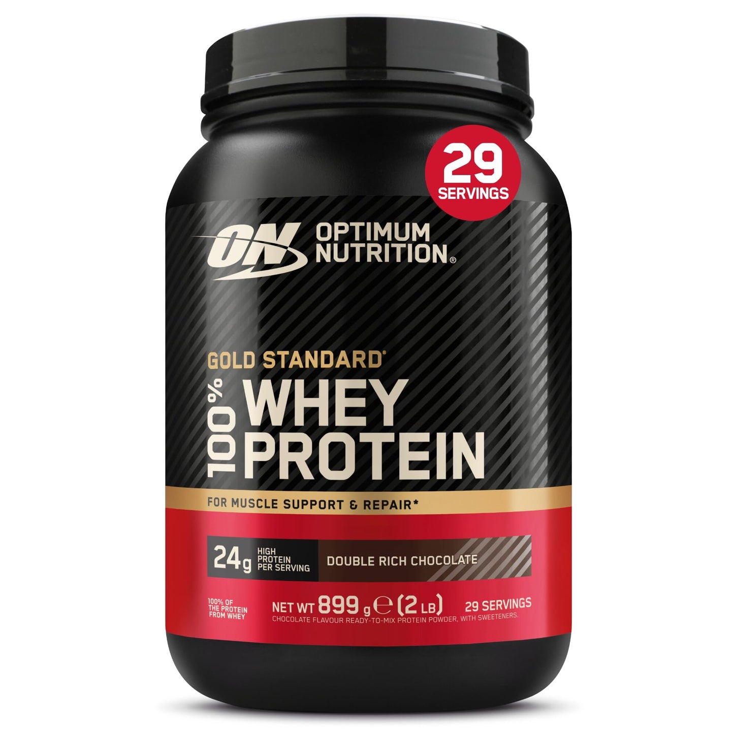 Sūkalu proteīns Optimum Nutrition Gold Standard 100% Whey, Double Rich Chocolate garša, 899g, 29 porcijas