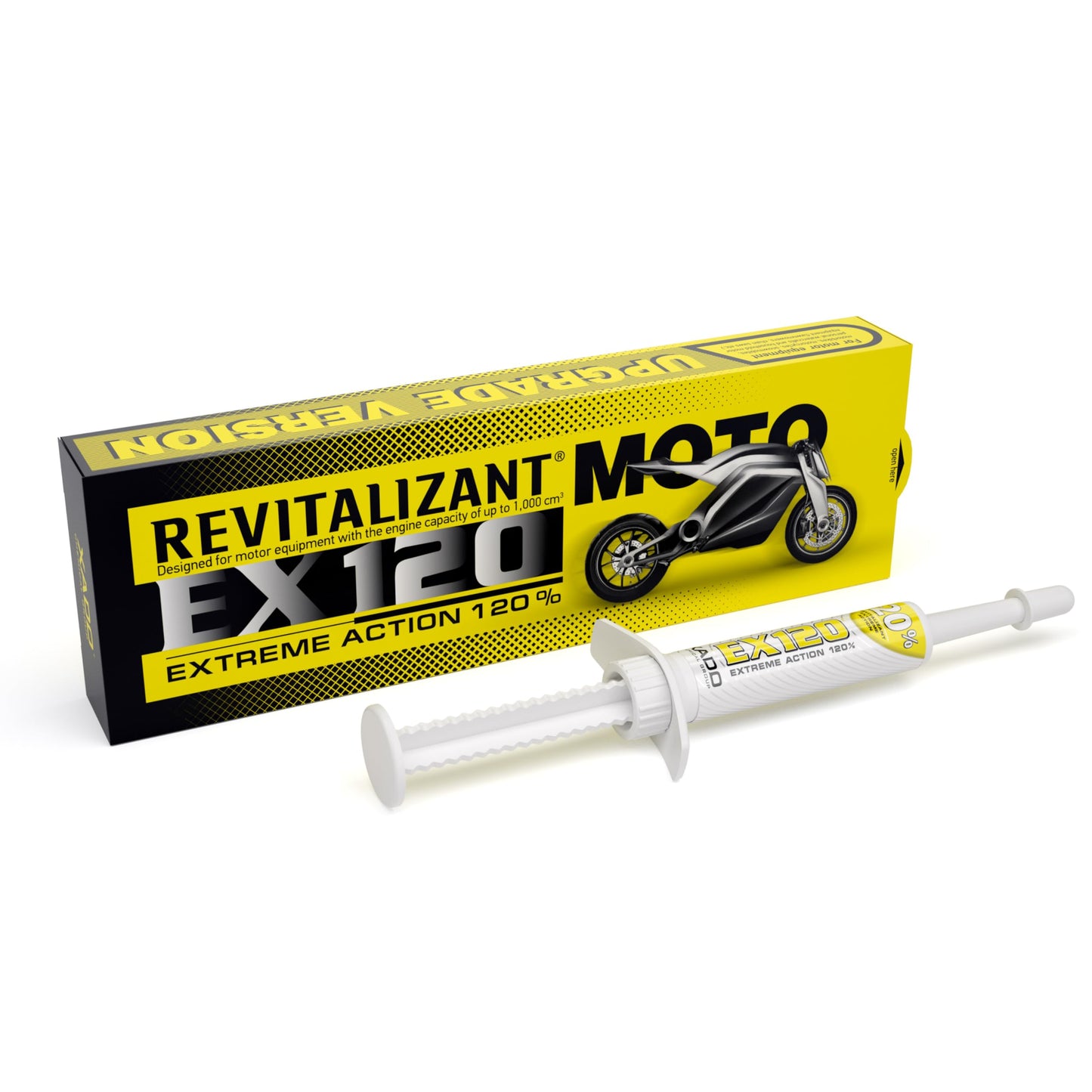 Motoreļļas piedeva XADO Revitalizant EX120 Moto, motociklu, mopēdu un tehnikas līdz 1.000 cm3 aizsardzībai un atjaunošanai