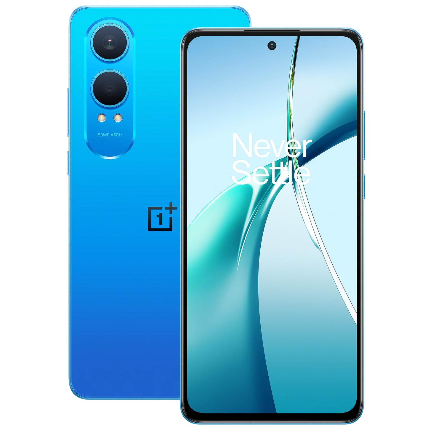 OnePlus Nord CE 4 Lite 5G - 8GB RAM, 256GB storage, SIM-free, 50MP dual camera, vibrant blue color.