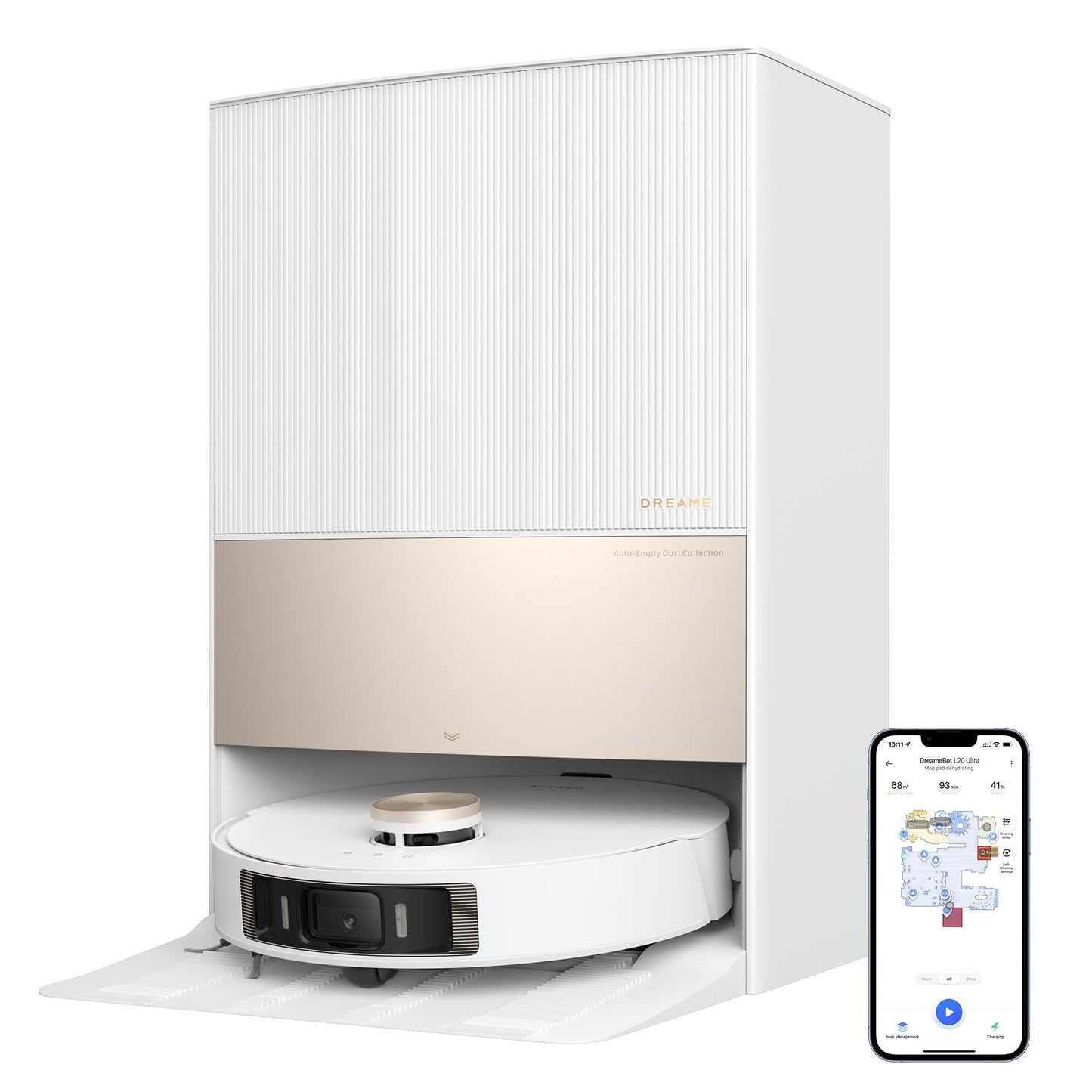 Dreame L20 Ultra - 7000 Pa robot vacuum with MopExtend technology, AI operation, and self-cleaning base for carpets and hard floors.