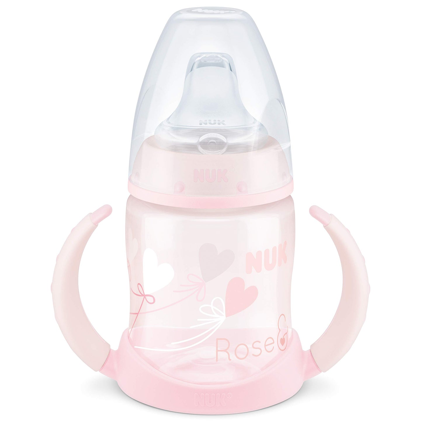 Bērnu dzeramā pudele NUK Baby Rose First Choice, necaurlaidīga, 150 ml, 6–18 mēneši, 1 gab., rozā