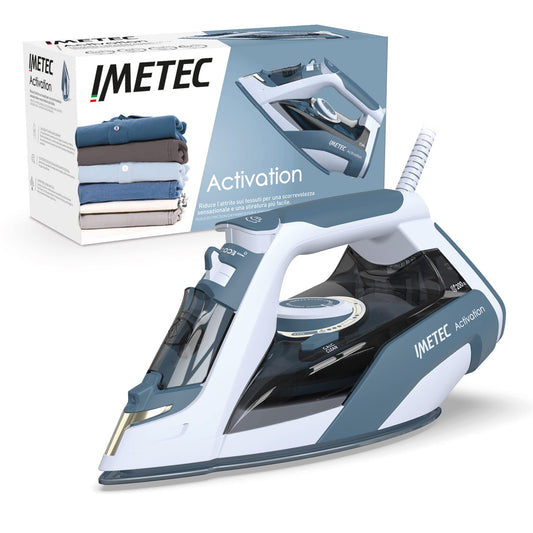Imetec Activation Steam Iron - Ceramic and tourmaline soleplate, 200g steam boost, ZeroCalc, Eco technology, 2400W, model 9029