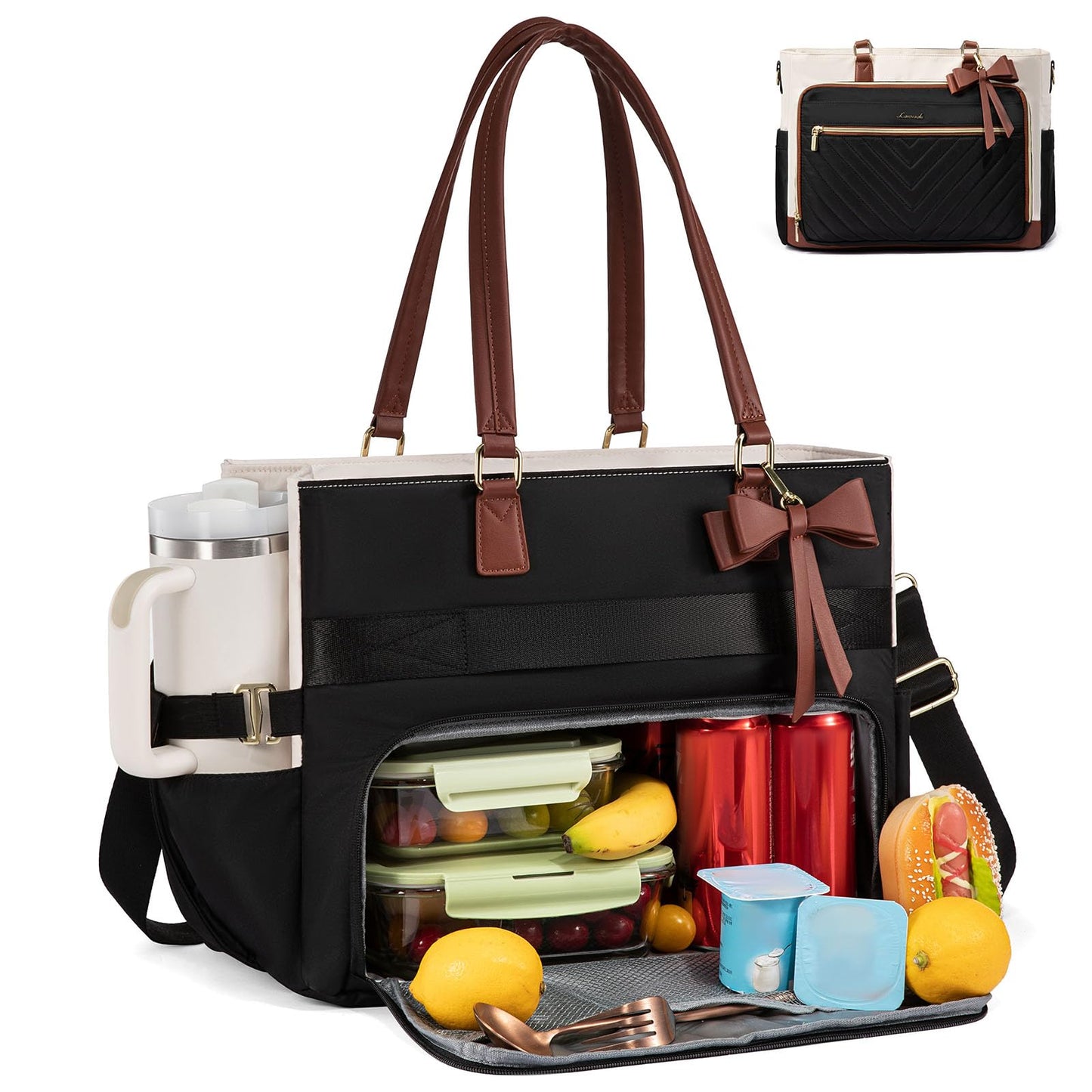Sieviešu darba soma LOVEVOOK ar izolētu pusdienu nodalījumu, liela laptoptasche