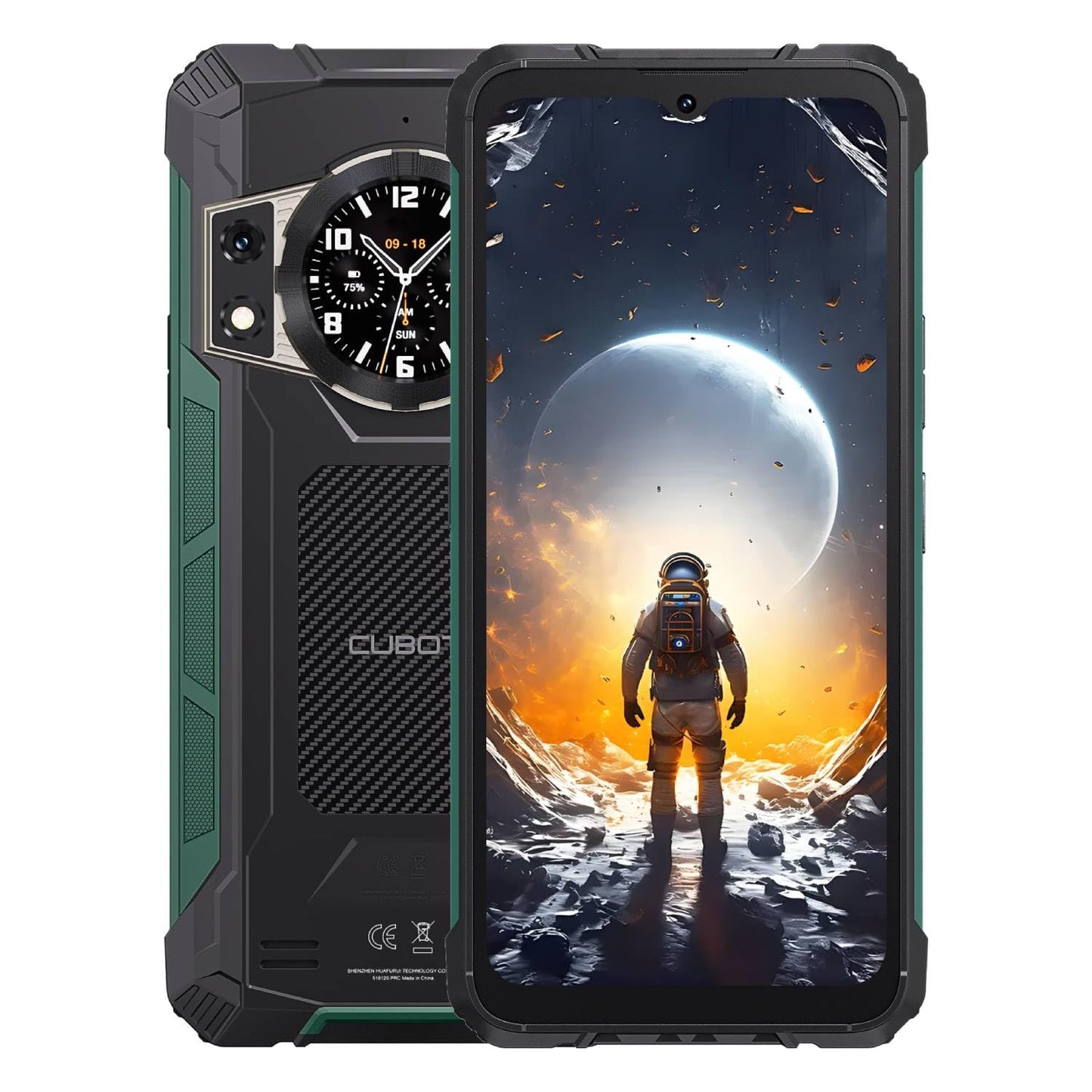 Cubot Kingkong ACE 2 - 6.56" HD+ display, 16GB RAM, 128GB storage, 48MP triple camera, 5100mAh battery, Android 14, black+green.