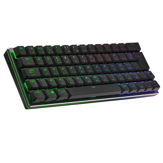 Cooler Master SK622 spēļu tastatūra, 60% konfigurācija, mehāniskie slēdži ar zemu profilu, RGB apgaismojums, Bluetooth un vadu savienojums, Apple/PC/Smartphone saderīgs - FR izkārtojums
