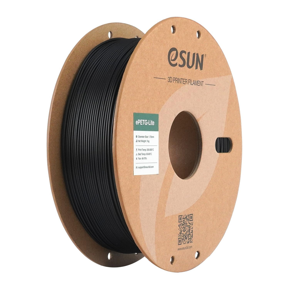 eSUN PETG filament 1.75mm, augstas izturības PETG Basic, melns, 1KG