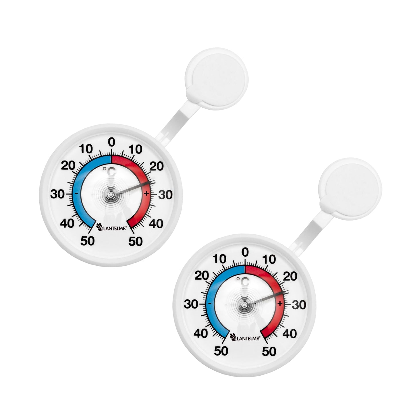 Loga termometrs Lantelme, 2 gab., pašlīmējošs āra termometrs loga stiklam vai rāmim, analogs bimetāla termometrs, -50 līdz +50 °C, balts