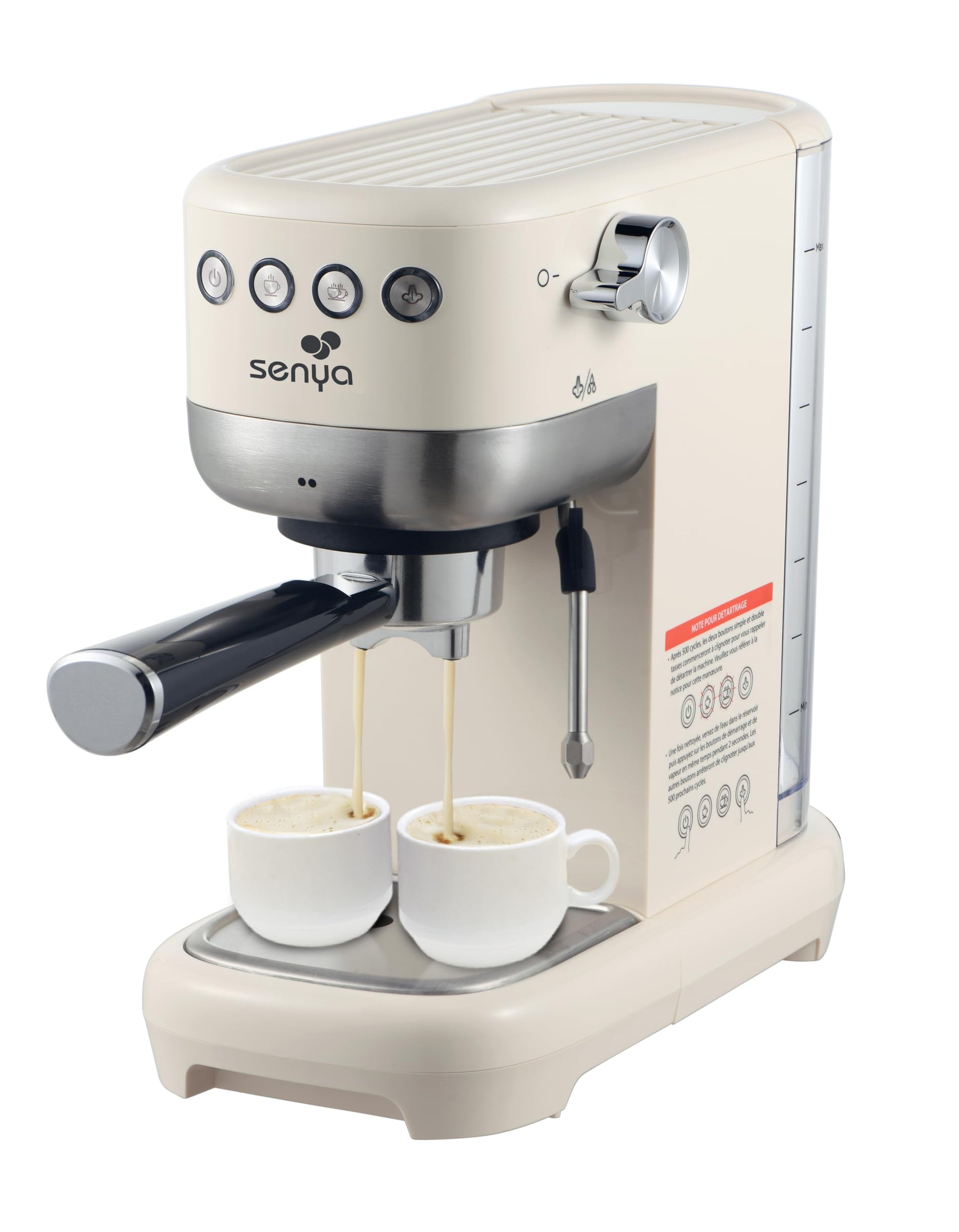 Senya Tasty Coffee Creme - 20 bars, espresso & cappuccino machine, 1300W, thermoblock, milk frother, auto shut-off, SYBF-CM006C