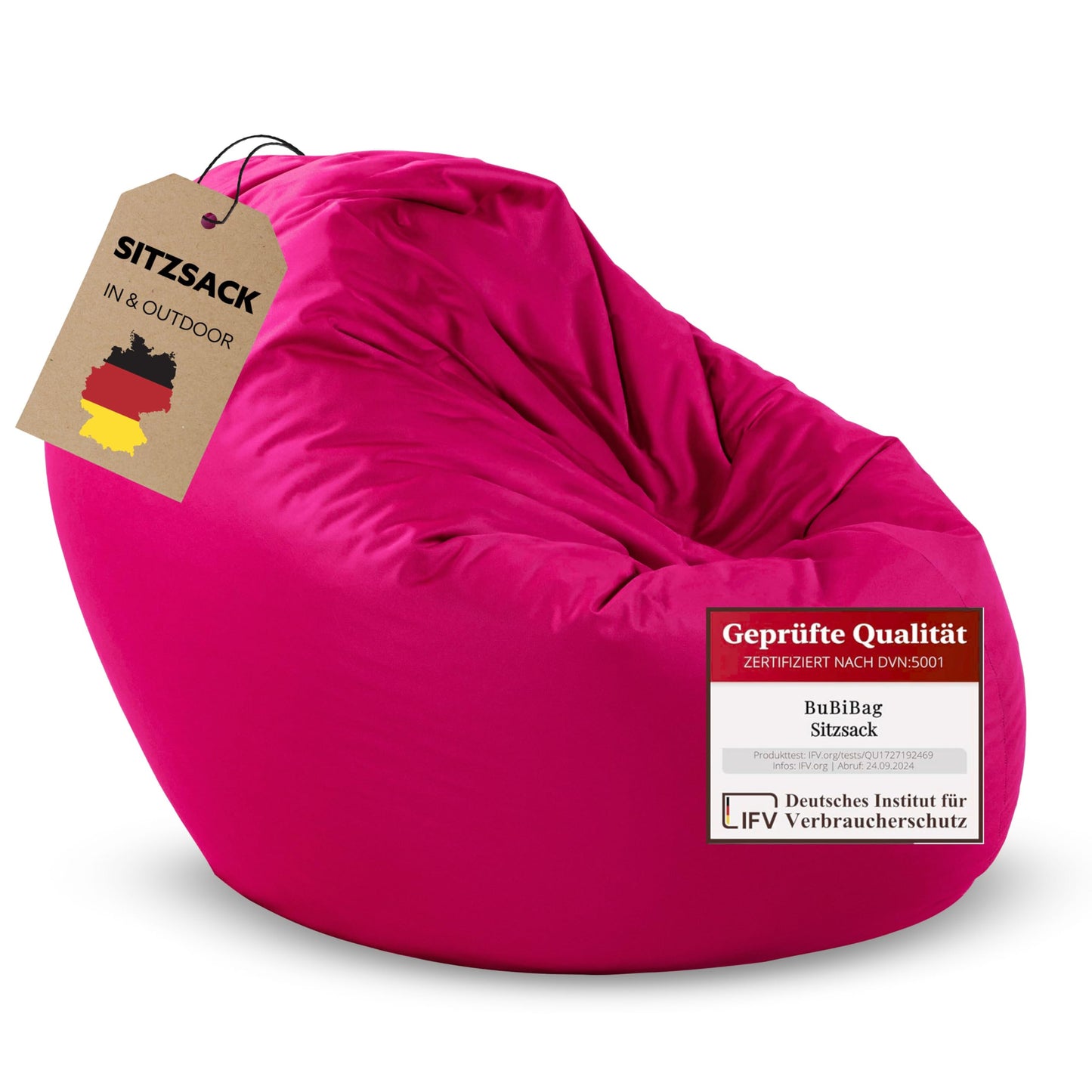 Bērnu un pieaugušo sēžammaiss BuBiBag 2in1, ogu krāsa, Ø 70cm, iekštelpām un āra lietošanai, pufu un krēsls ar EPS lodītēm