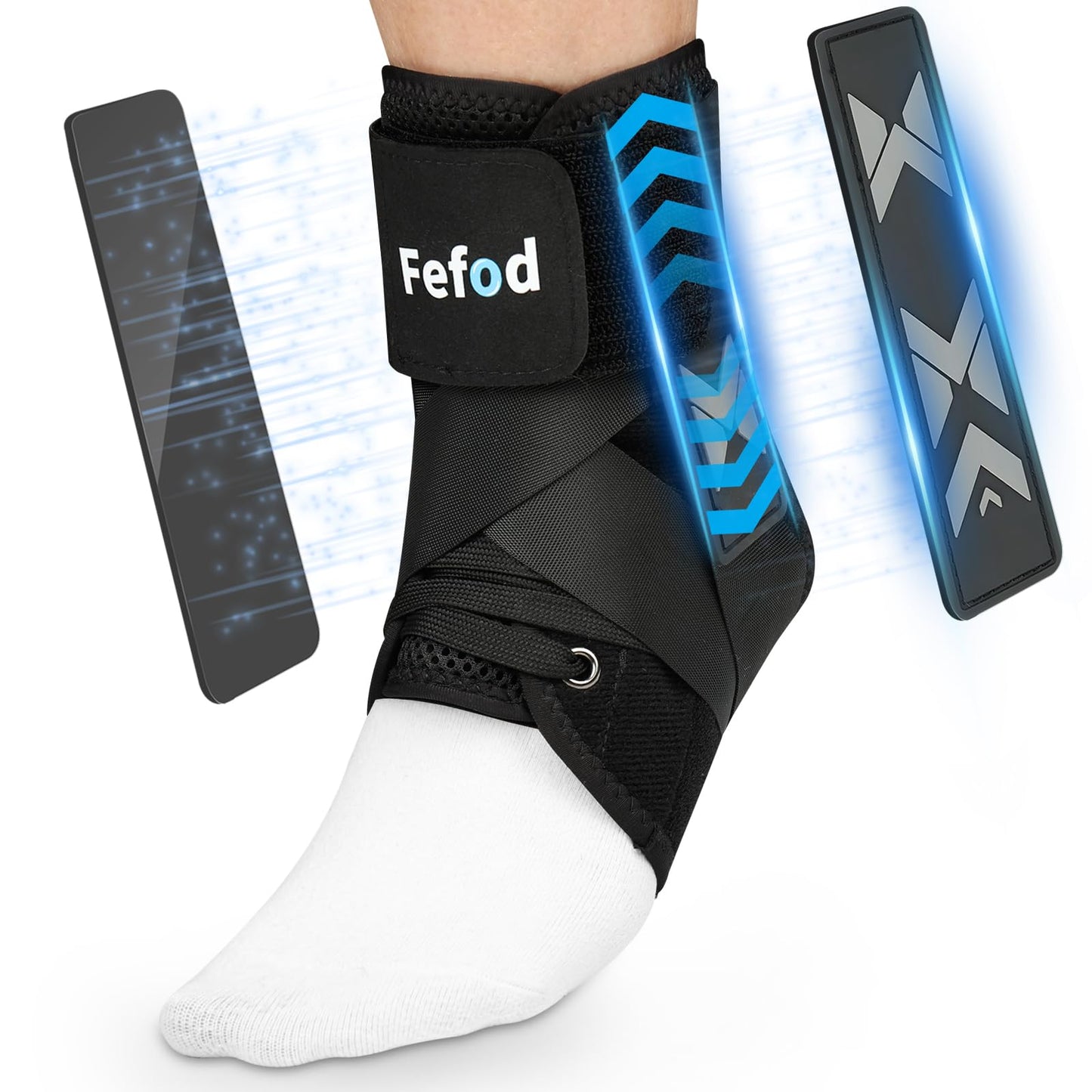 Fefod potītes bandāža sastieptai potītei, potītes stabilizators ar 2 balsta spilventiņiem, plāna pieguluma potītes atbalsts, Velcro aizdare, regulējama pēdas locītavas bandāža vīriešiem un sievietēm, sportam un atveseļošanai