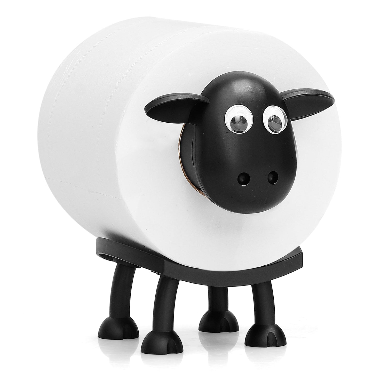 VELENTI tualetes papīra turētājs ar aitu, smieklīgs brīvi stāvošs tualetes papīra turētājs, vannas istabas komplekts, 3D drukāts melnas aitas tualetes ruļļu turētājs - smieklīga papīra ruļļu glabātuve, 1 komplekts