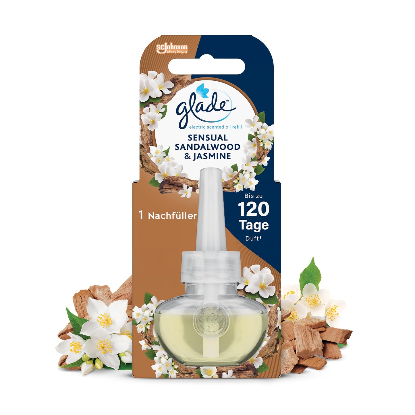 Glade elektriskais aromātiskais eļļas uzpildes flakons, Sensual Sandalwood & Jasmine, 1 gab. (1 x 20 ml)