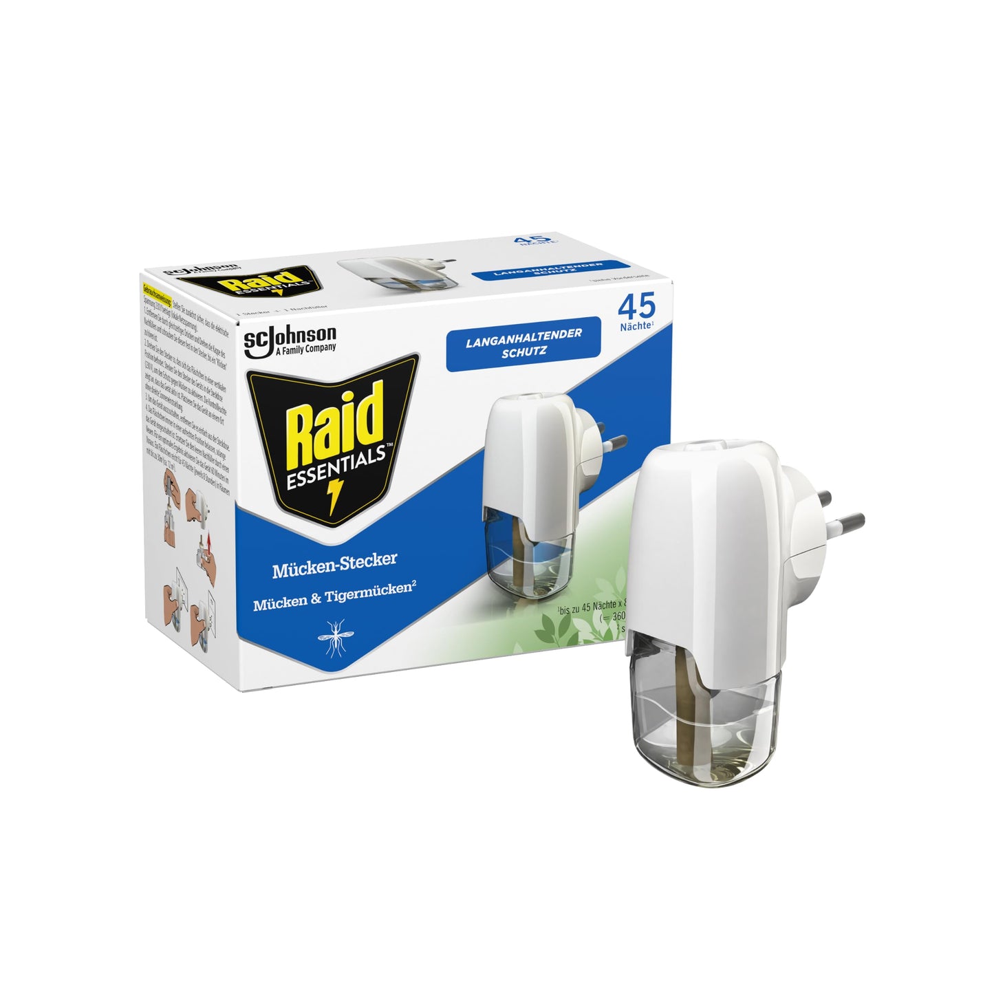 Raid Essentials odu elektriskais difuzors 45 naktis, aizsardzība pret insektiem, 1 gab.