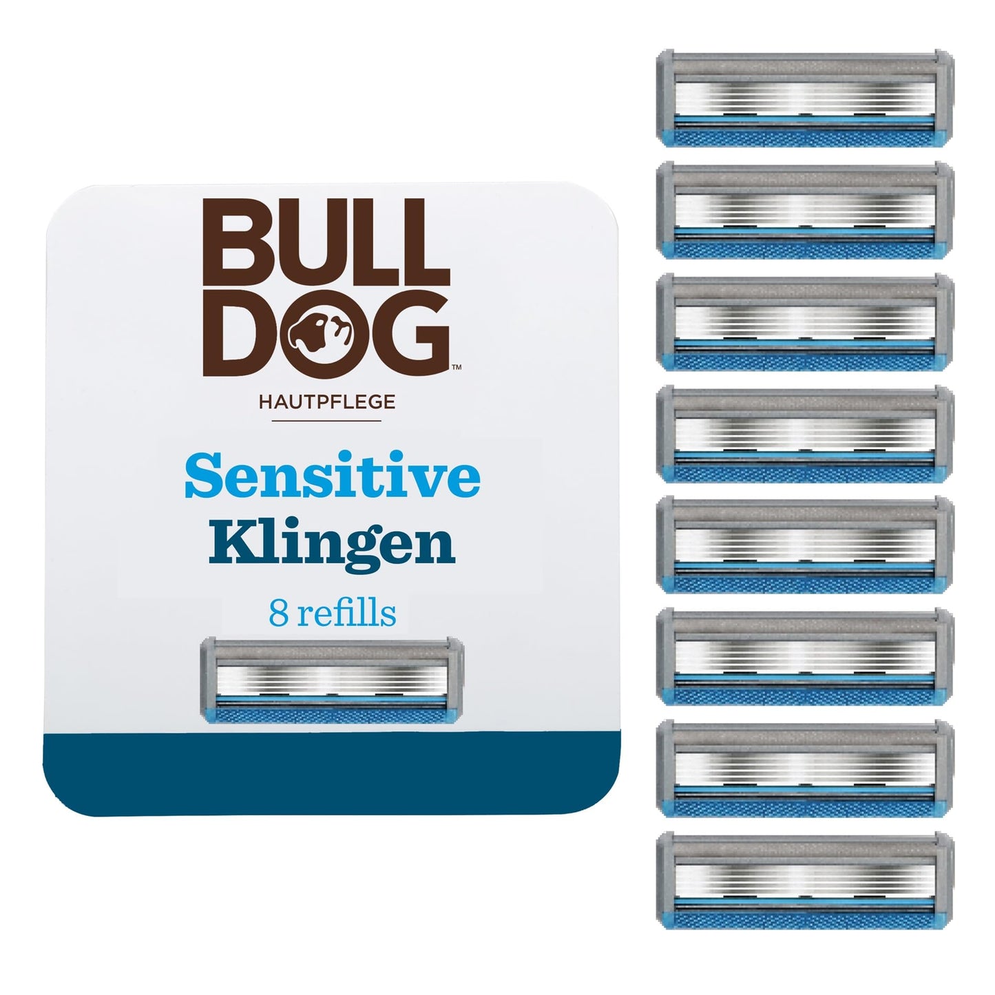 BULLDOG Sensitive mitrās skūšanās asmeņi vīriešiem, 8 rezerves kasetes, 5 asmeņi