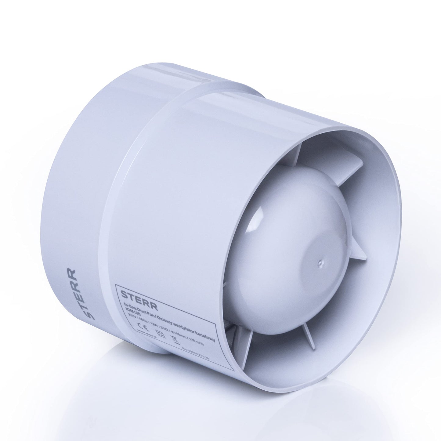 STERR IDM100 100 mm cauruļventilators - kanāla ventilators - augsta kvalitāte - kluss - vannas istabai, WC, virtuvei, siltumnīcai, teltij, garāžai