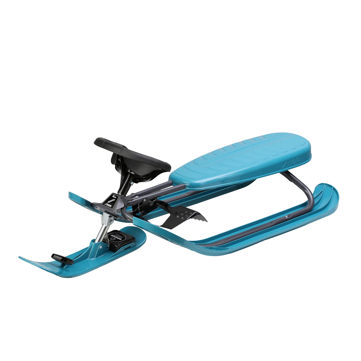 Stūrējamas ragavas STIGA Snowracer Curve | izturīgas ragavas ar bremzi un vilkšanas trosi | tērauda rāmis | bērniem un pieaugušajiem līdz 90 kg | no 7 gadiem, Bio Aqua