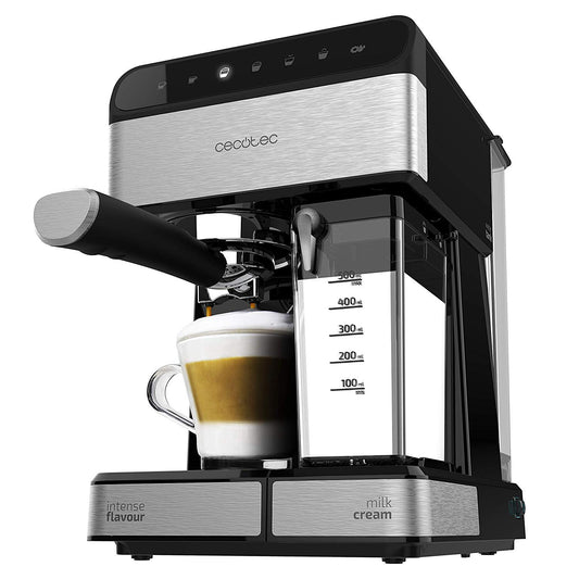 Cecotec Power Instant-ccino 20 - 1350W, 20 bar pressure, 500ml milk tank, touch control, stainless steel finish.