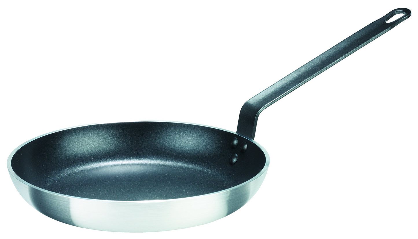 GSW 860758 Lyoner Frying Pan - 28 cm aluminum, silver/black, traditional design, durable and lightweight.
