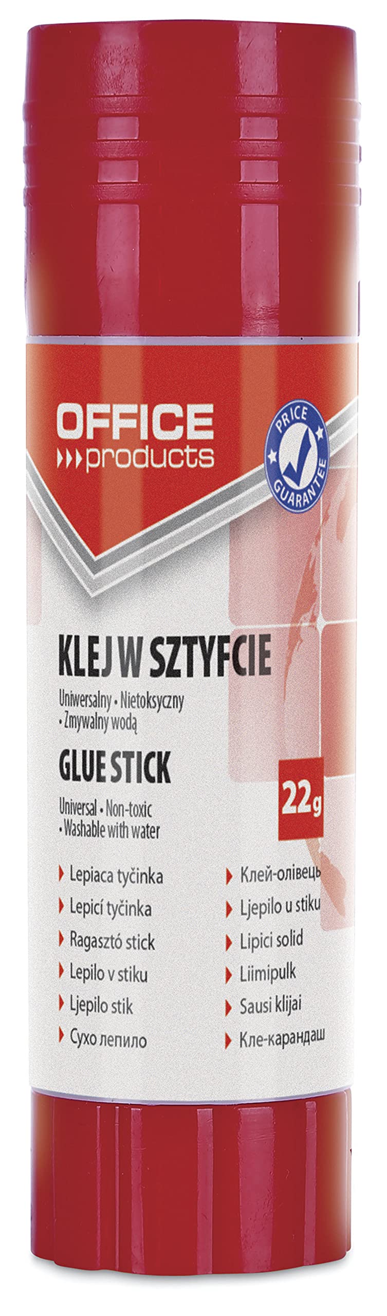 Līmējamais stienītis OFFICE PRODUCTS Original 22 g, balts, līme bērniem mākslai un rokdarbiem, PVA, bez šķīdinātājiem, ūdenī šķīstoša, skolai un biroja piederumiem