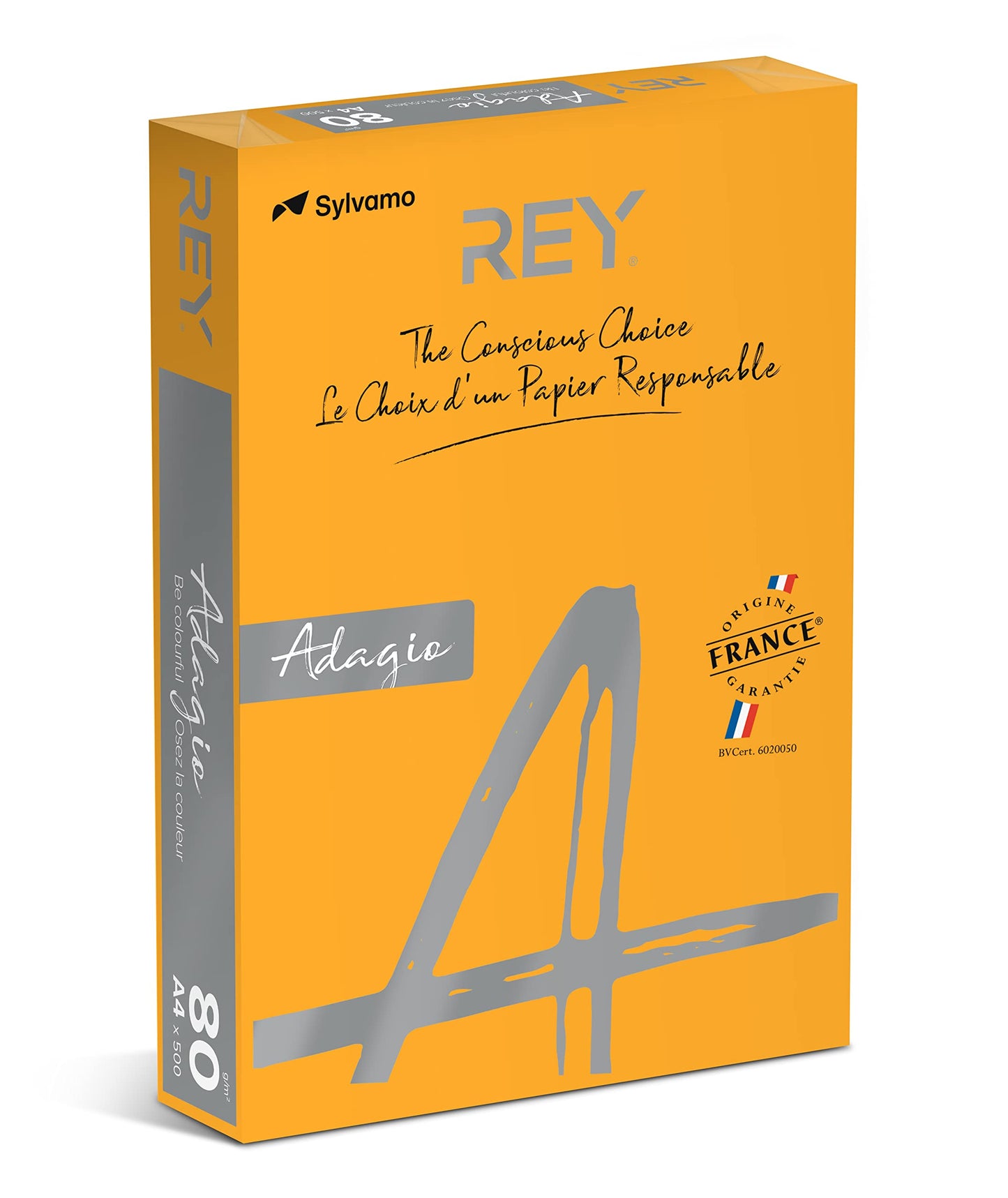 REY® ADAGIO reprogrāfiskais papīrs, ķirbis, 80 g, A4, PEFC™, 500 loksnes - augstas kvalitātes, videi draudzīgs papīrs.