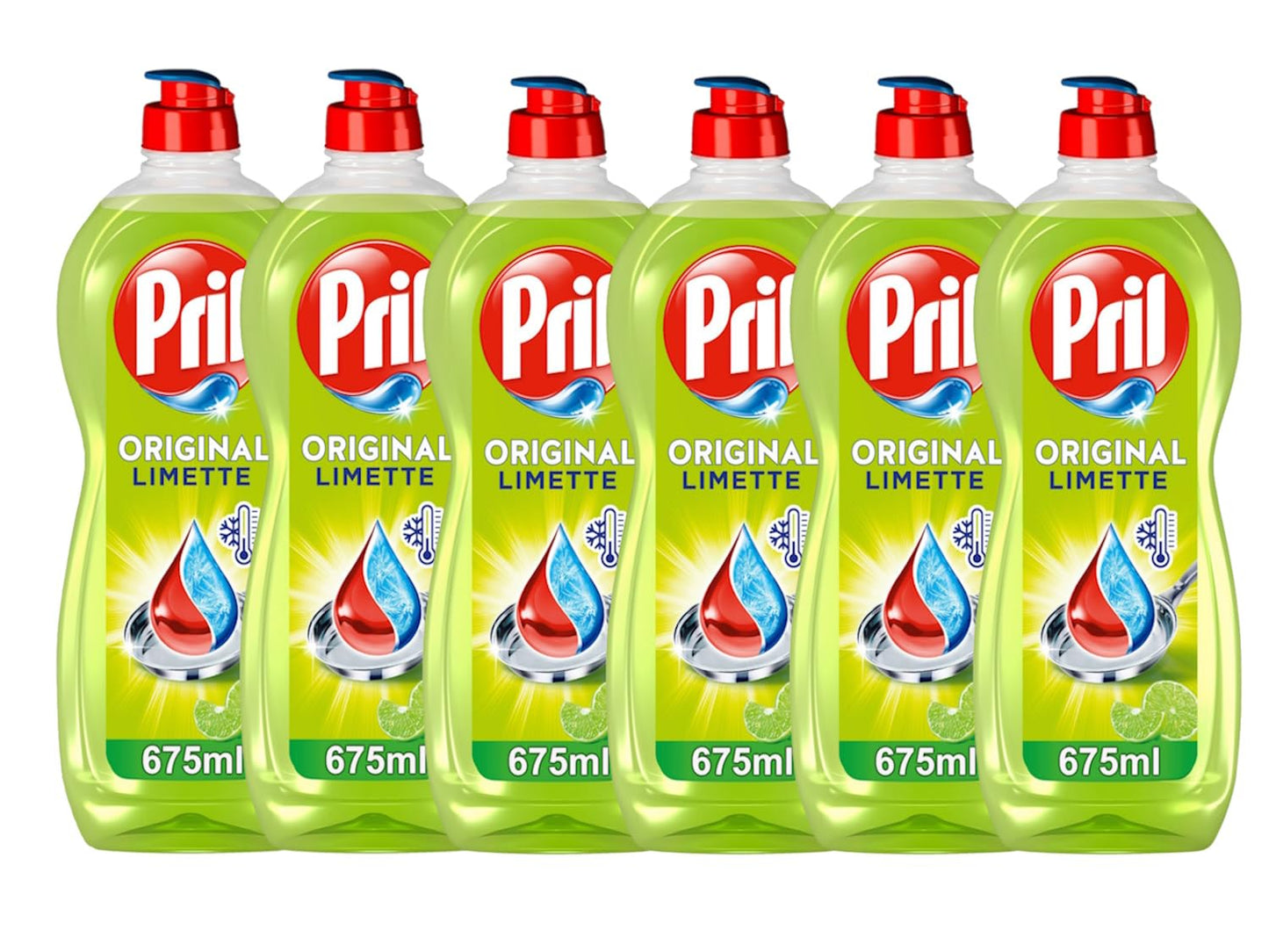 Trauku mazgāšanas līdzeklis PRIL Original Limette 6x 675 ml, spēcīgi attaukojošs, svaigs laima aromāts