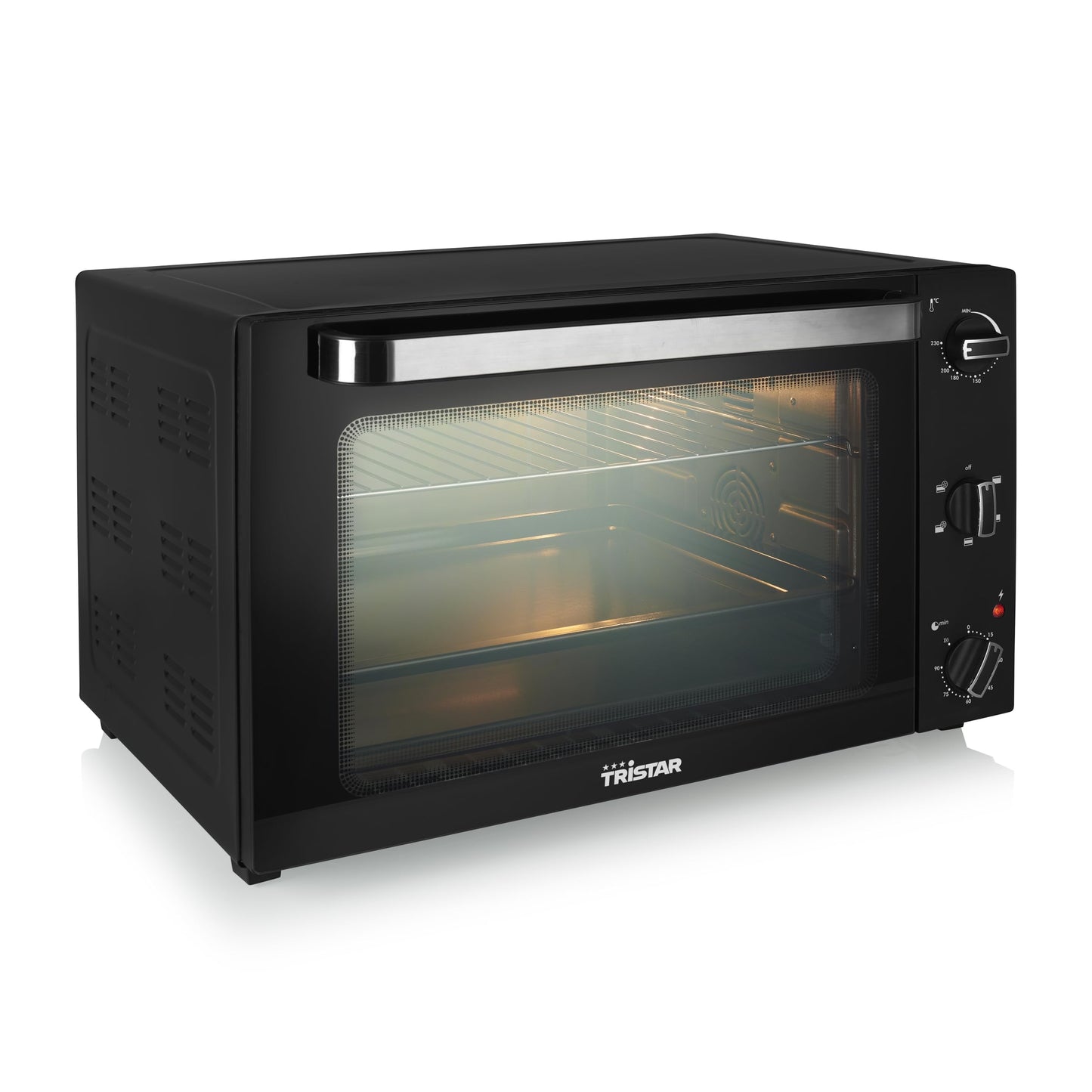 Konvekcijas krāsns Tristar OV-3640, 2000 W, 60 L, taimeris, dubultā stikla durvis, regulējams termostats līdz 230 °C, augšējā un apakšējā sildīšana, grils un cepešpanna