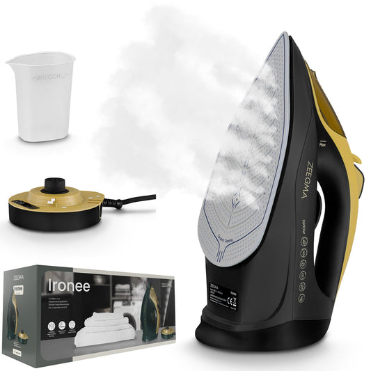 ZEEGMA IRONEE - Bezvadu tvaika gludeklis, 2600 W, keramikas zole, 320 ml tvertne, pašattīrīšanās, pretpilēšanas sistēma