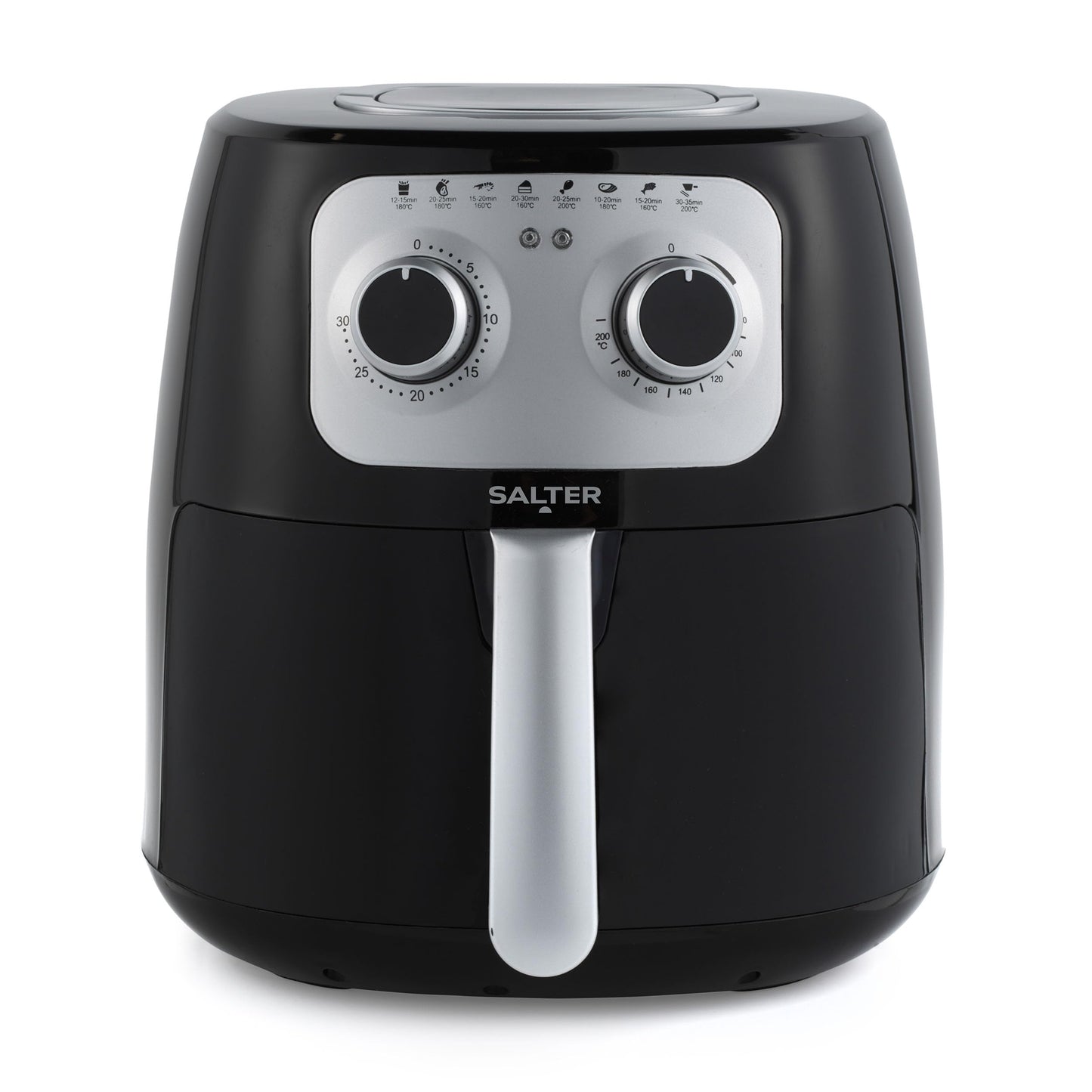 Salter 4.2L Hot Air Fryer - Oil-free, adjustable temperature, 30-min timer, non-stick grill, 1300W, versatile for meat and fish.