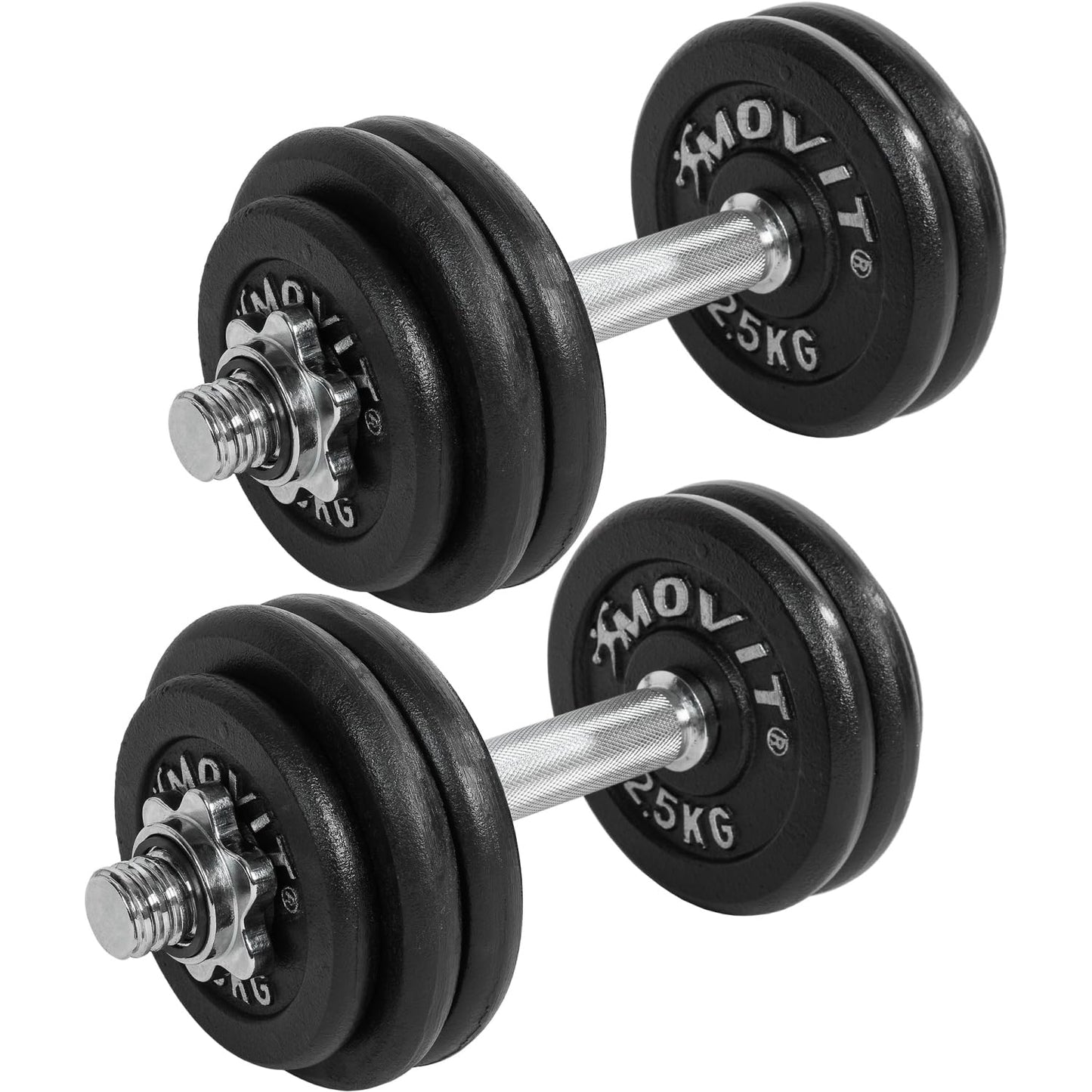 Regulējami hanteles MOVIT PRO 2 gab. komplekts, 20–60 kg, čuguns, 30 mm standarta norma