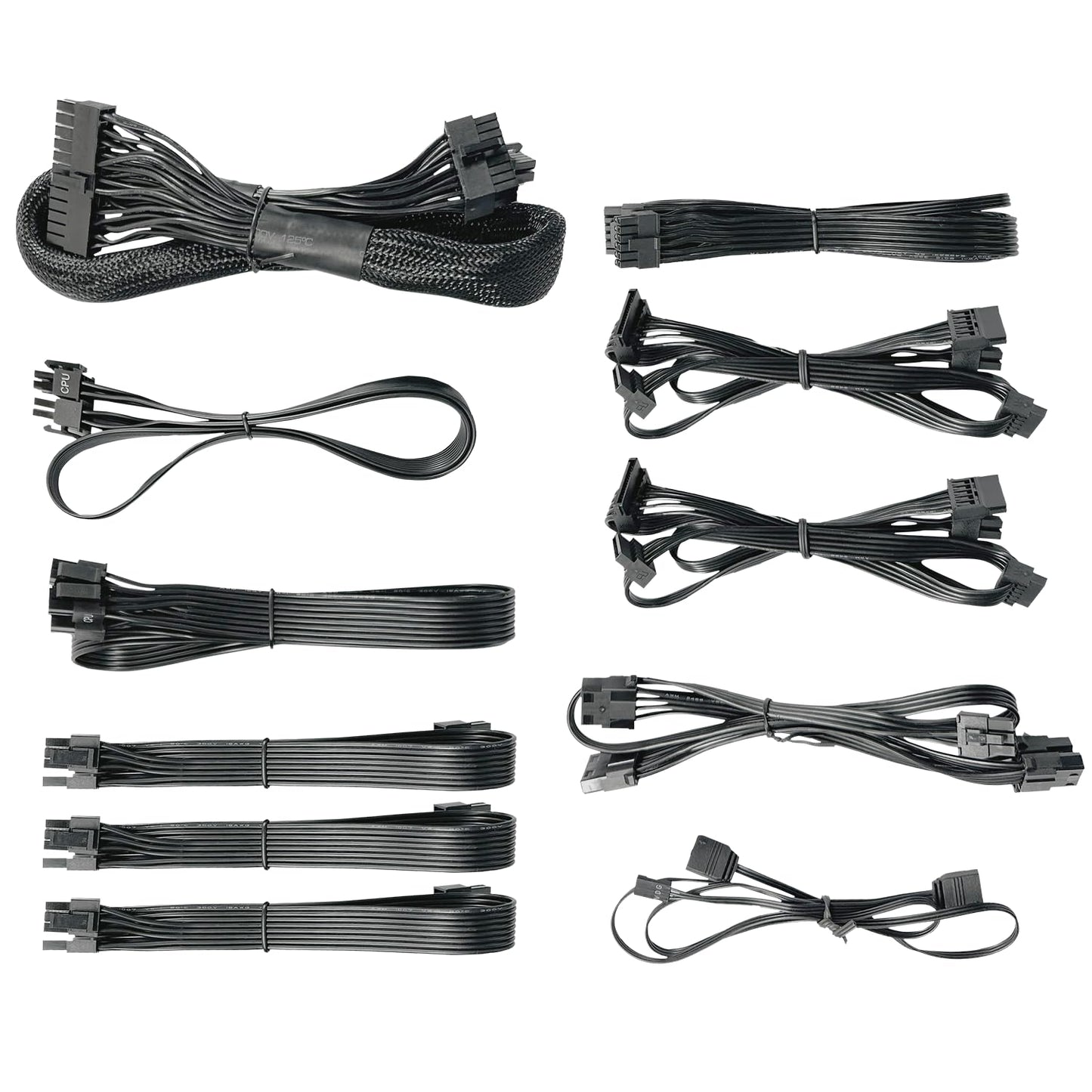 Nfortec Sagitta PSU kabeļu komplekts - 750W, modulāra sistēma, 24 kontaktu ATX, SATA, PCI-E, EPS, RGB kabeļi