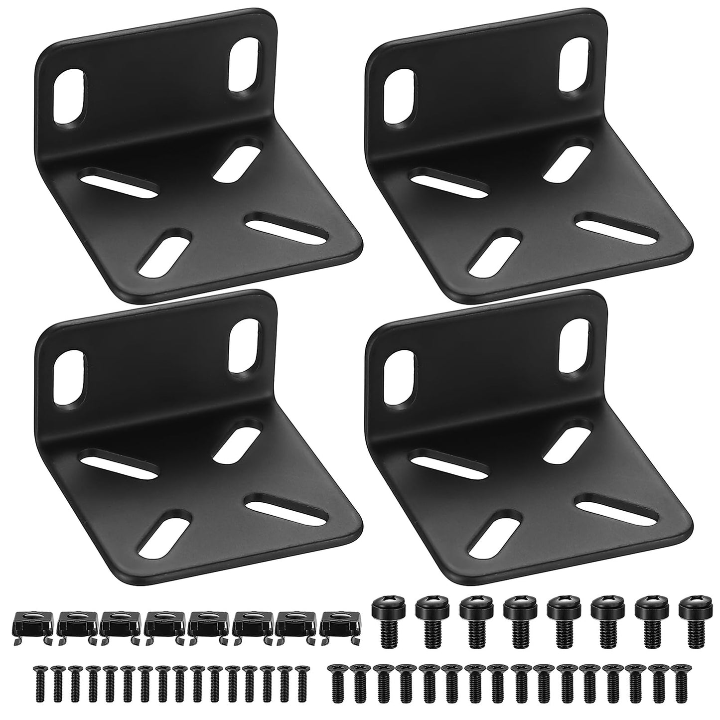 Rack Mount Kit, regulējams 13-35mm plaukta stiprinājums, slēdža stiprinājuma ausis, saderīgs ar Netgear TRENDnet Cisco D-Link HP, stiprināšanai 17,3 Zoll platuma līdz 19 Zoll ierīcēm (45mm)