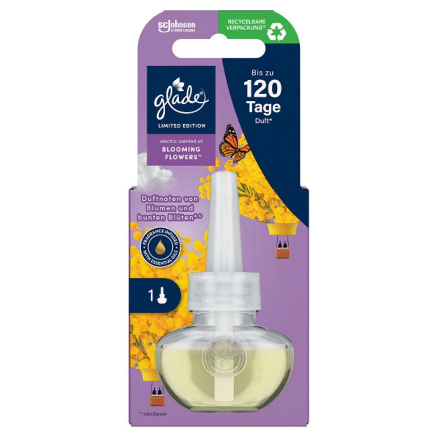 Elektriskais gaisa atsvaidzinātājs Glade Scented Oil uzpilde, Blooming Flowers, 1 gab. (1 x 20 ml)