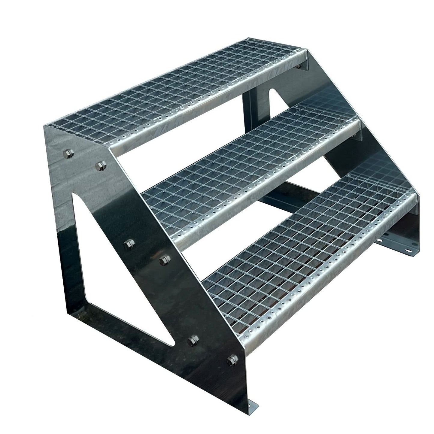 Āra kāpnes Kaminbau Mierzwa Premium, brīvi stāvošas, 3 pakāpieni (platums 1000 mm), augstums 57 cm, laikapstākļiem izturīgas, režģa pakāpieni dārzam