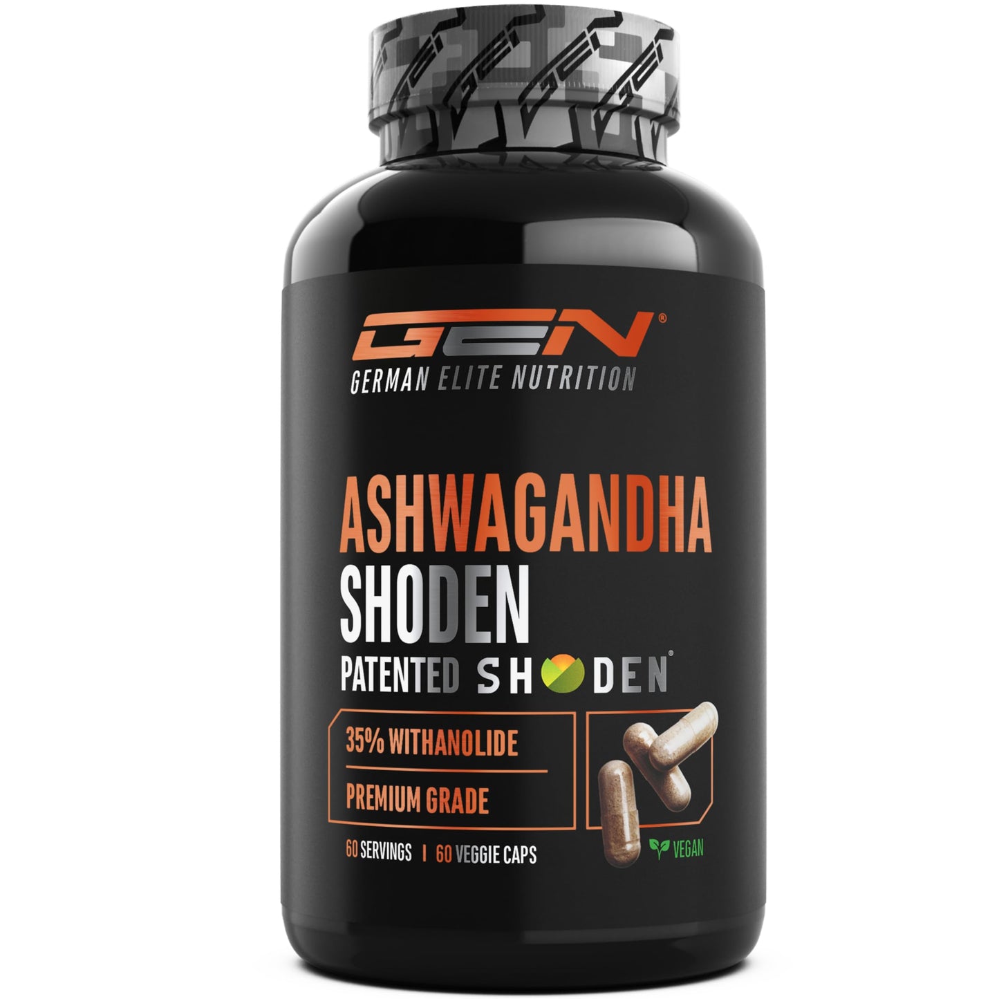 Ashwagandha Shoden® kapsulas - GEN GERMAN ELITE NUTRITION - 60 kapsulas - augsta deva