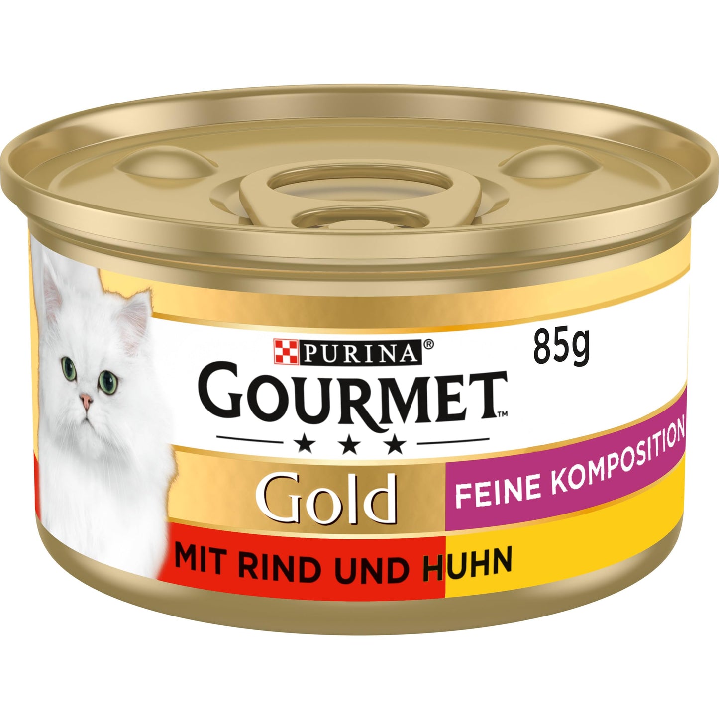Mitrā kaķu barība PURINA GOURMET Gold Fine Composition ar liellopu gaļu un vistu, 12 x 85g