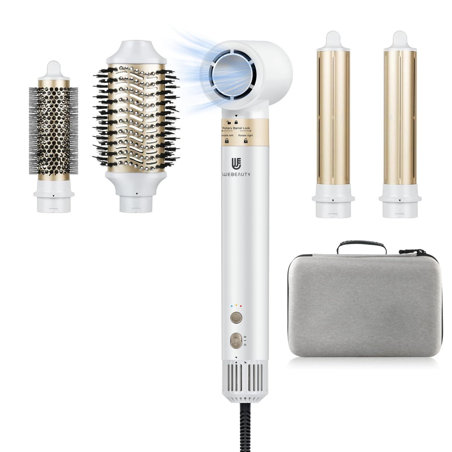 Matu veidotājs webeauty 6 vienā, ātras darbības fēns ar fēna suku, balts