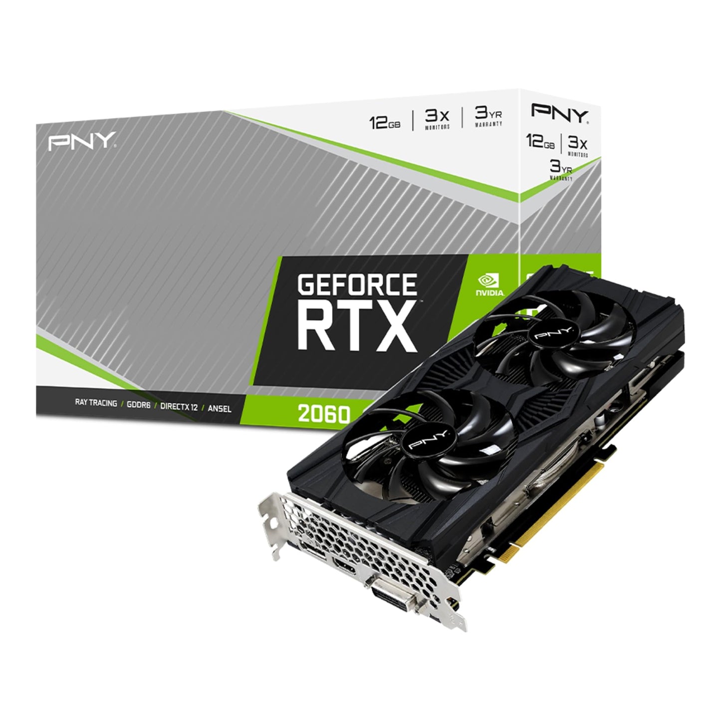 PNY GEFORCE RTX™ 2060 12GB XLR8 Gaming - Dual Fan, RGB lighting, high-performance gaming graphics card