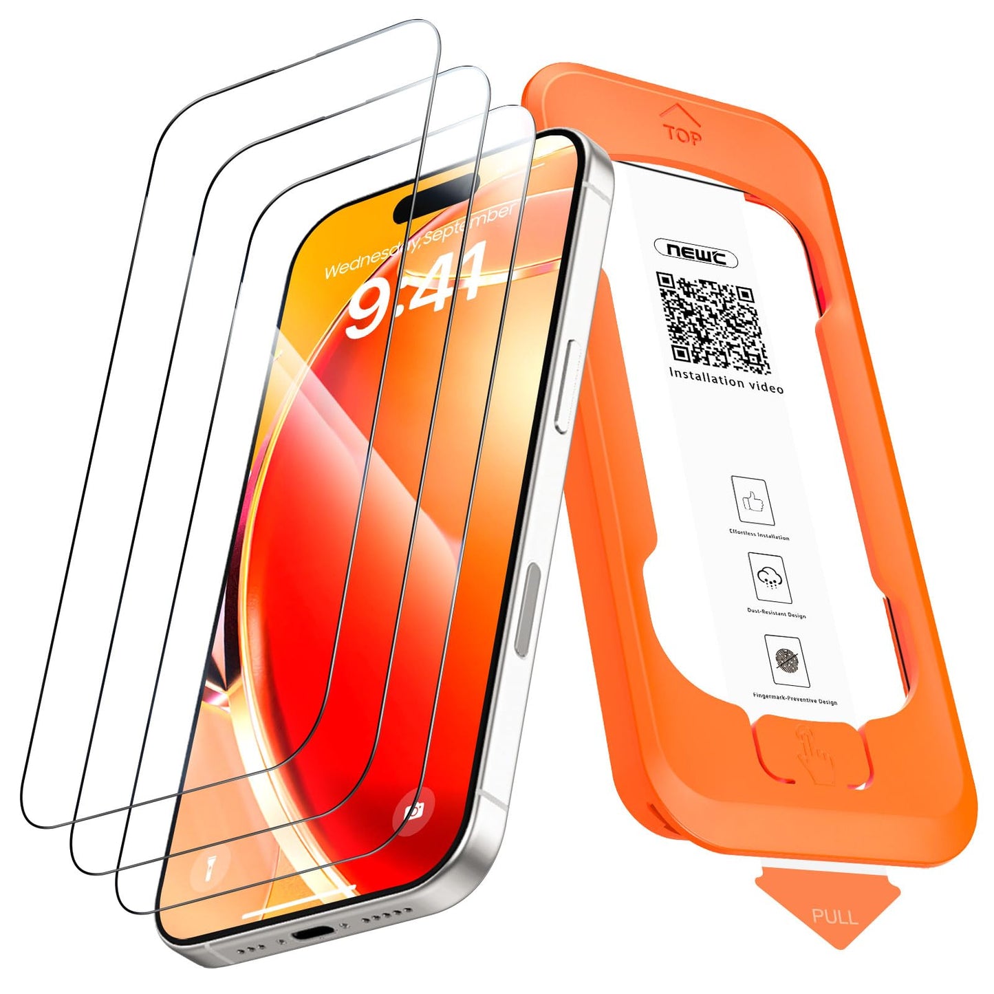 Rūdīta stikla ekrāna aizsargstikls iPhone 17/17 Pro/16 Pro – NEW'C