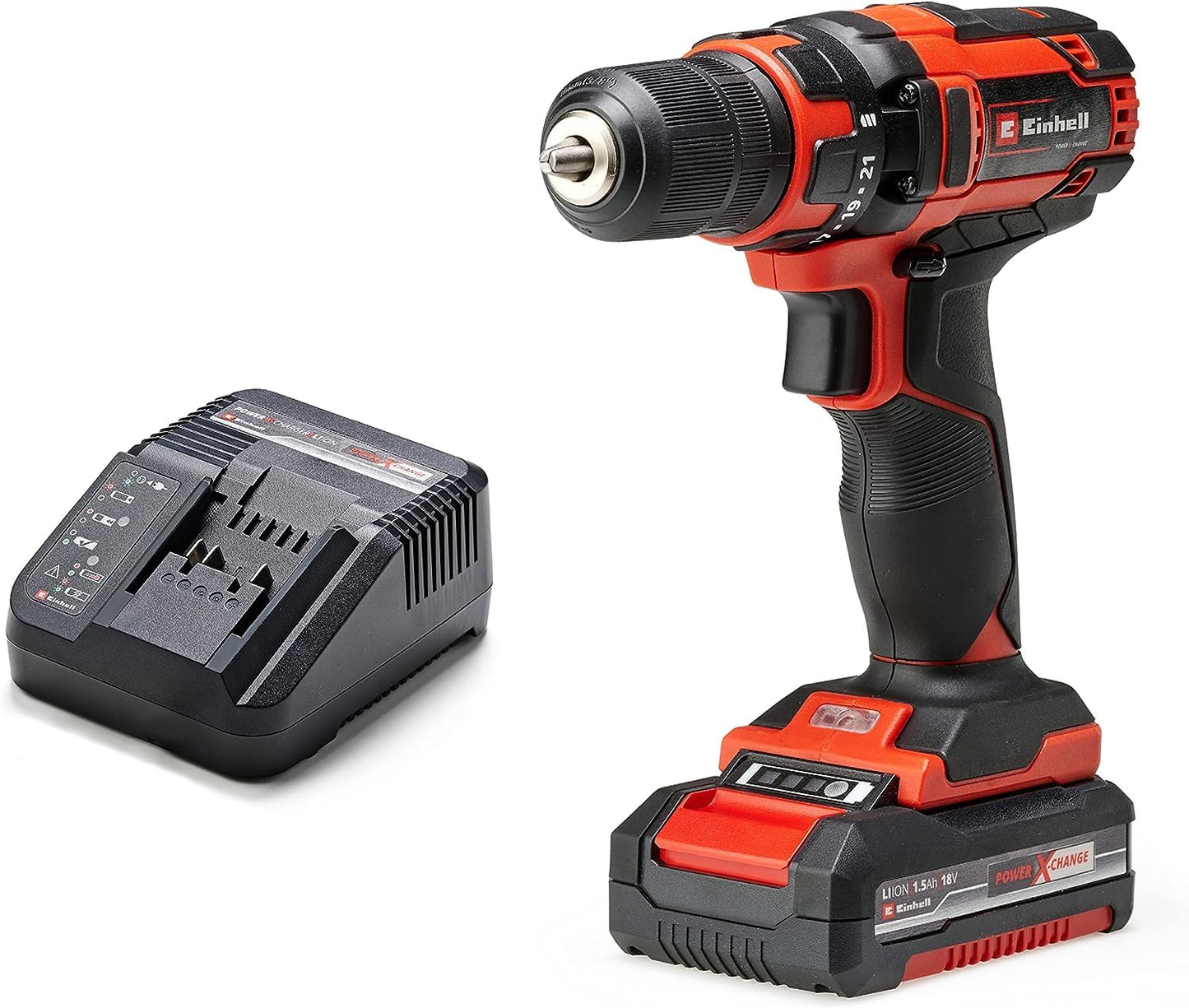 Einhell akumulatora urbjmašīna TC-CD 18/35 Li - 18V, litija joni, LED apgaismojums, mīksts rokturis, 1,5 Ah akumulators.