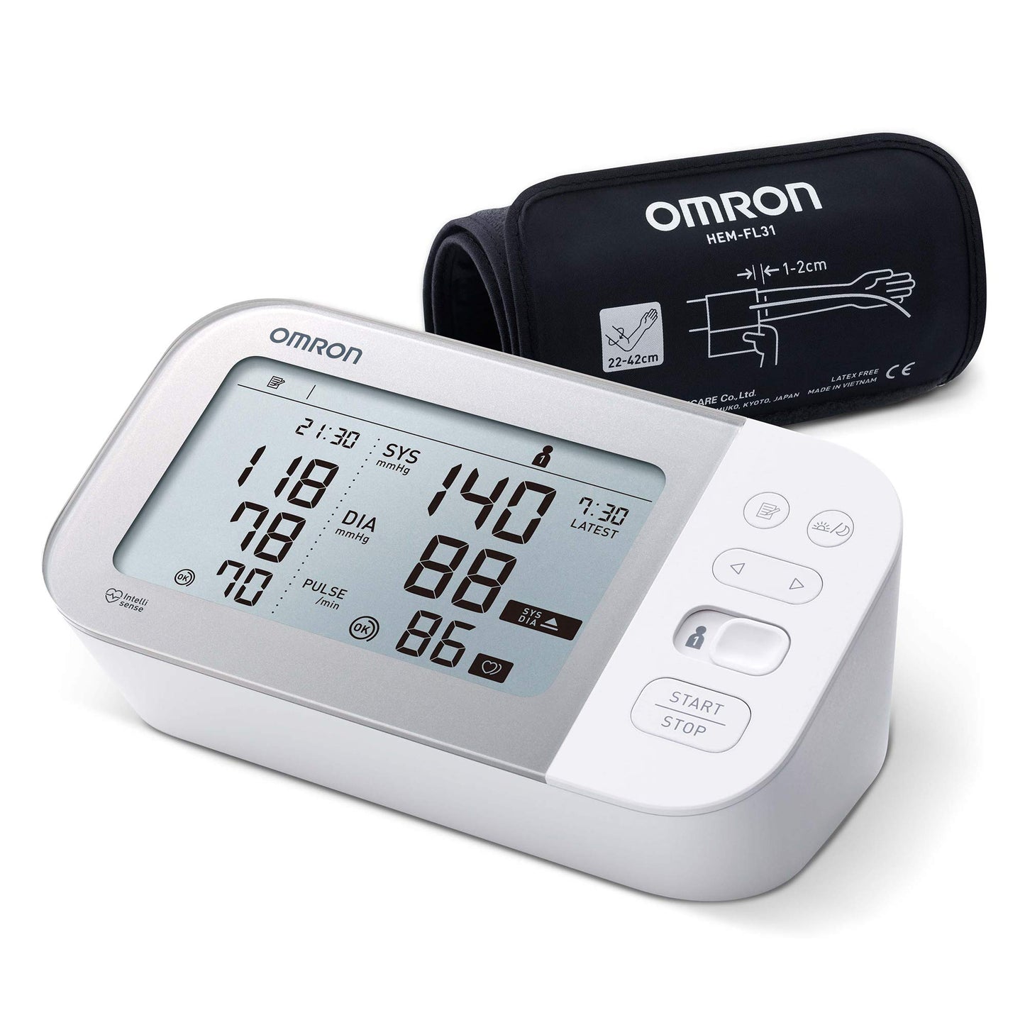 OMRON X7 Smart - Automātiska augšdelma asinsspiediena mērītājs | Testa uzvarētājs Stiftung Warentest 11/23 | AFib atpazīšana | klīniski validēts - arī diabētiķiem | ar bezmaksas viedtālruņu lietotni | 22-42 cm