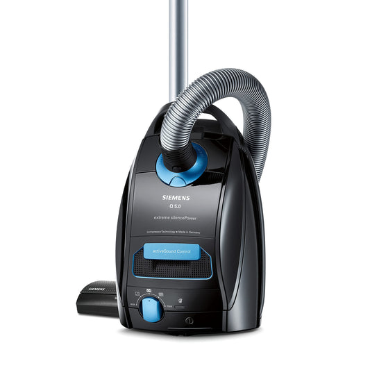 Siemens putekļsūcējs Q5.0 - 850 W, higiēnas filtrs, spēcīga sūkšanas jauda, ideāli alerģiskiem cilvēkiem, melns.